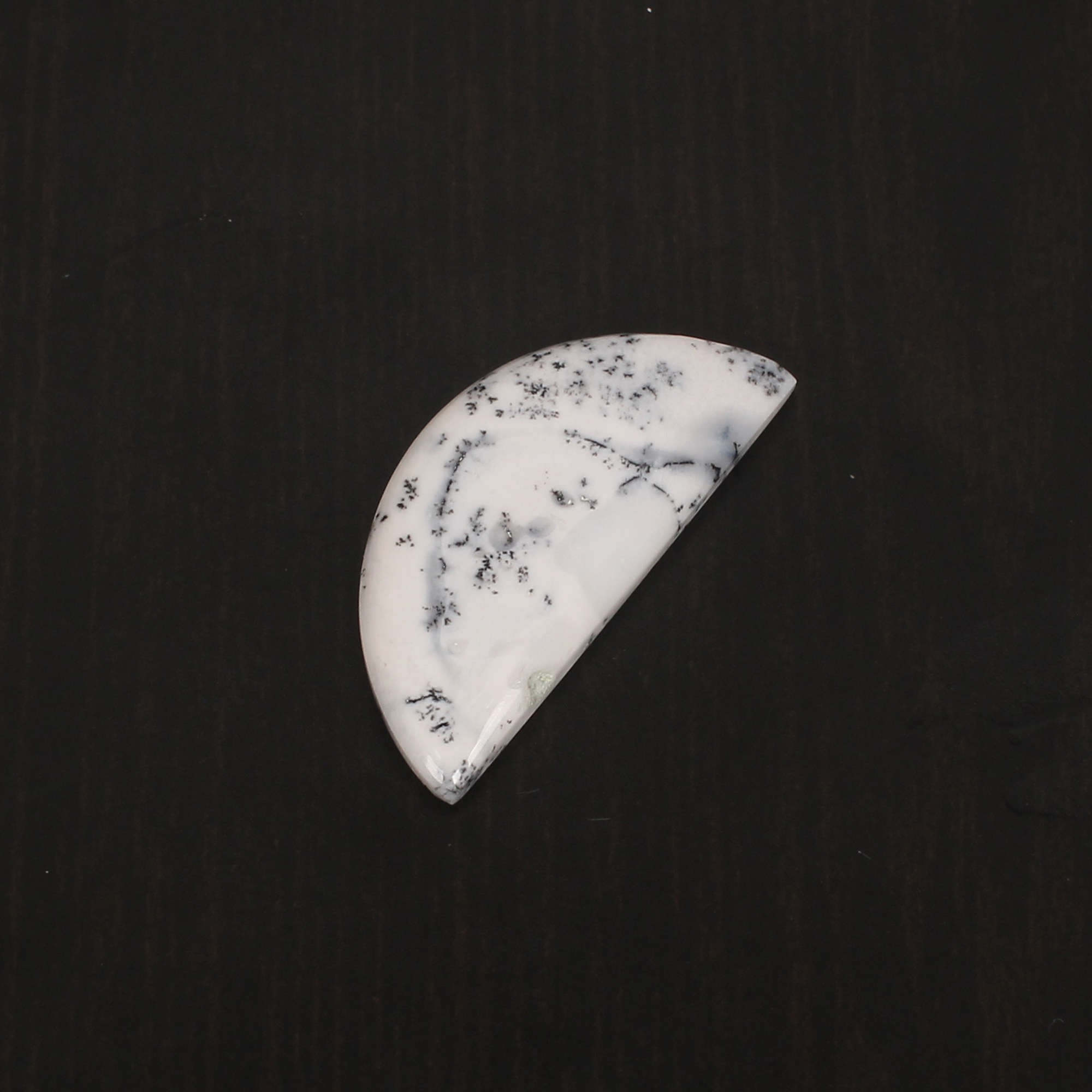 1Pcs Natural Dendritic Opal 25x12mm HalfMoon Cabochon 720Cts