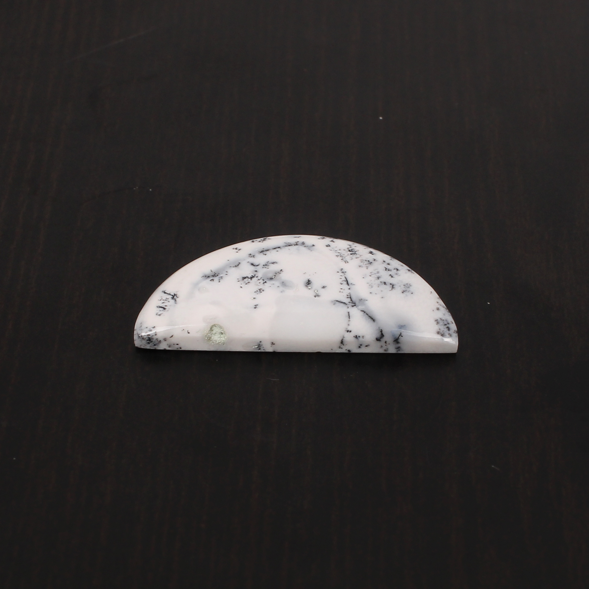 1Pcs Natural Dendritic Opal 25x12mm HalfMoon Cabochon 720Cts