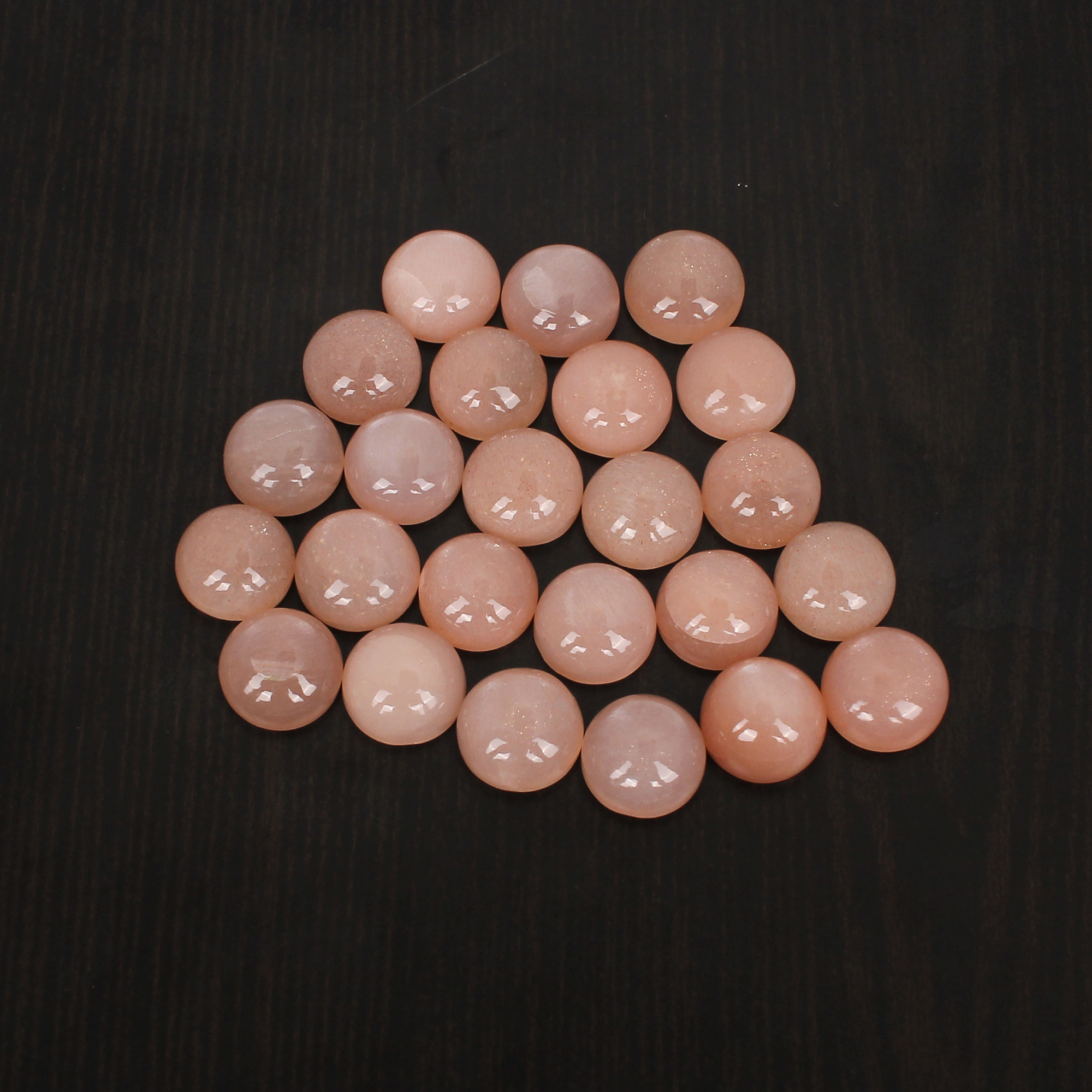 5 Pcs Natural Peach Moonstone 10X10mm Round Cabochon 1725Cts