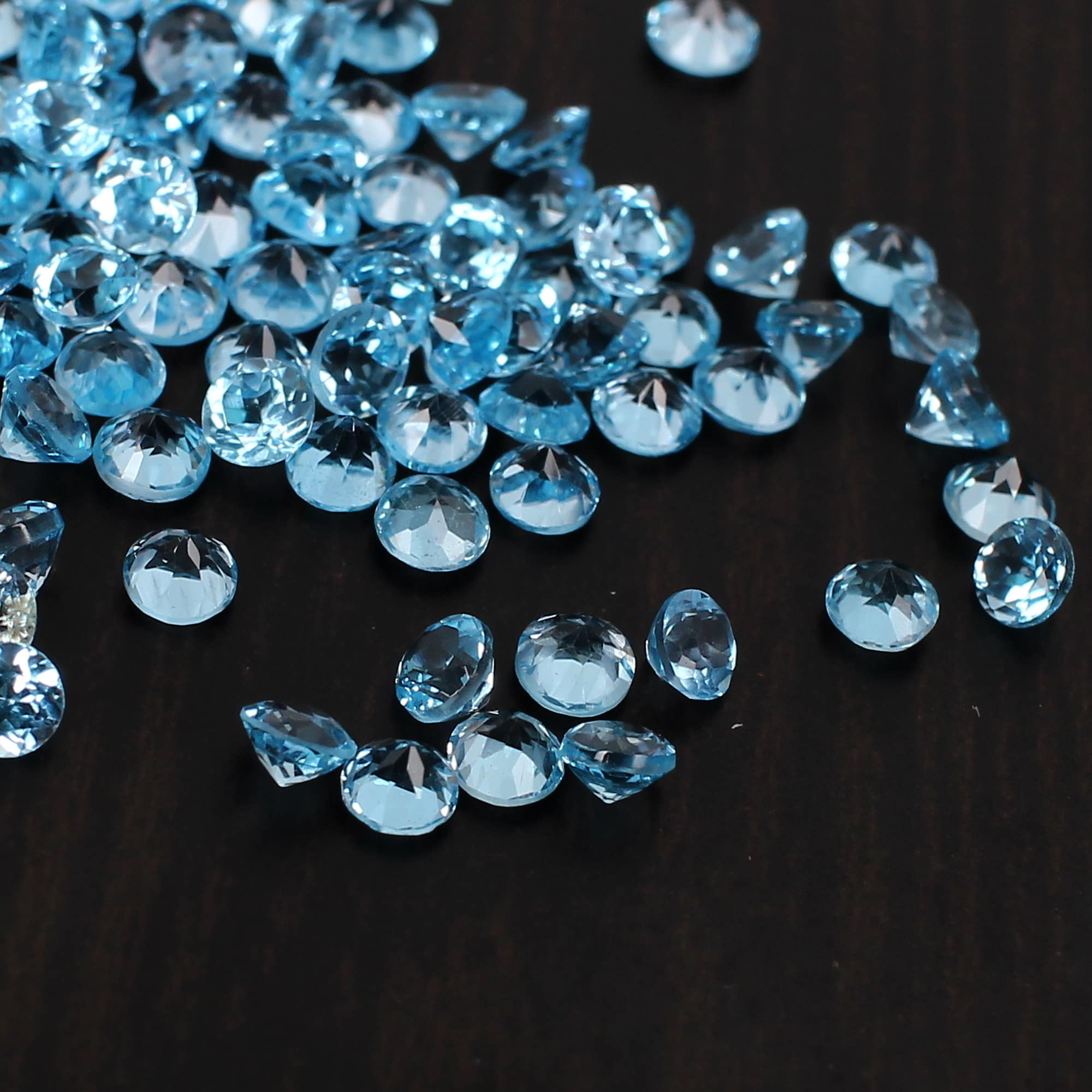 5 Pcs Natural Swiss Blue Topaz 3mm Round Faceted Cut 050 Cts