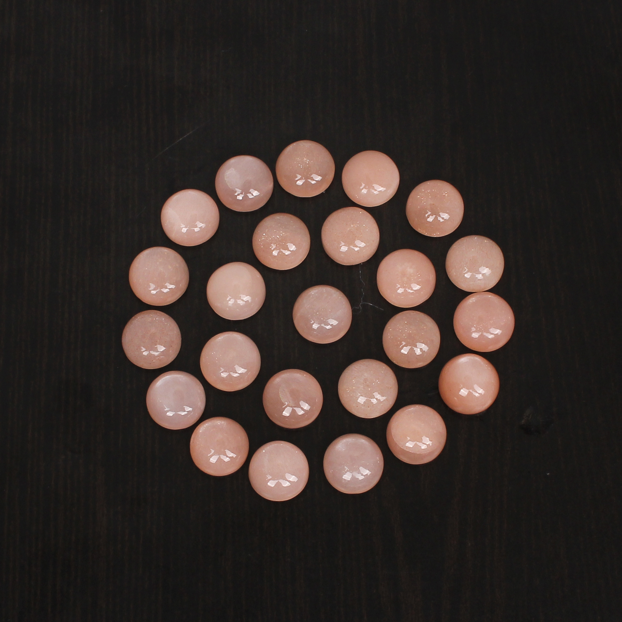 5 Pcs Natural Peach Moonstone 10X10mm Round Cabochon 1725Cts