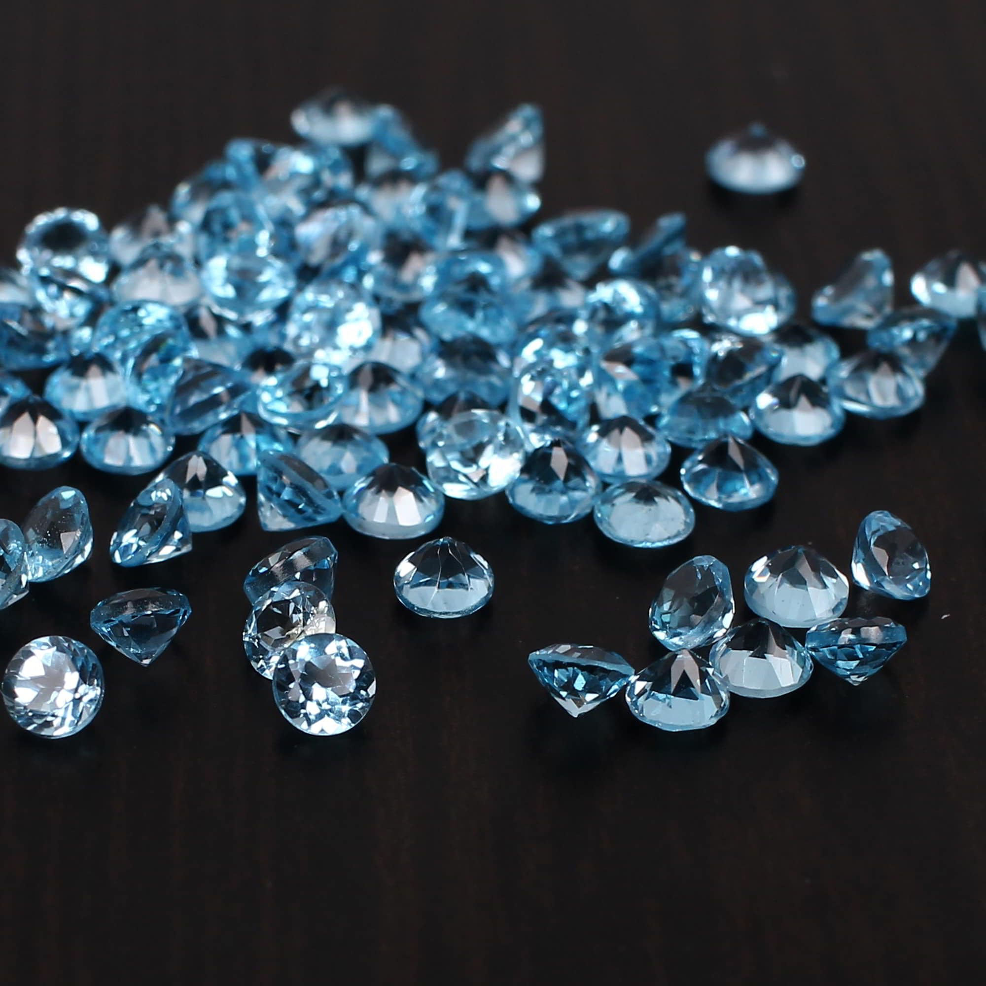 5 Pcs Natural Swiss Blue Topaz 3mm Round Faceted Cut 050 Cts