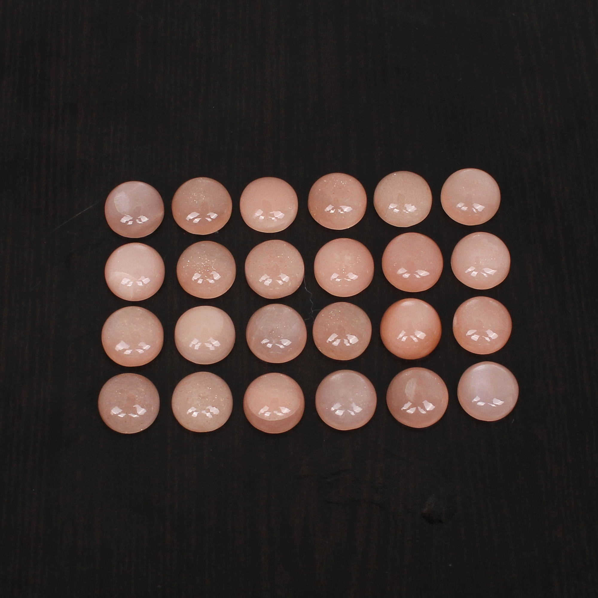 5 Pcs Natural Peach Moonstone 10X10mm Round Cabochon 1725Cts