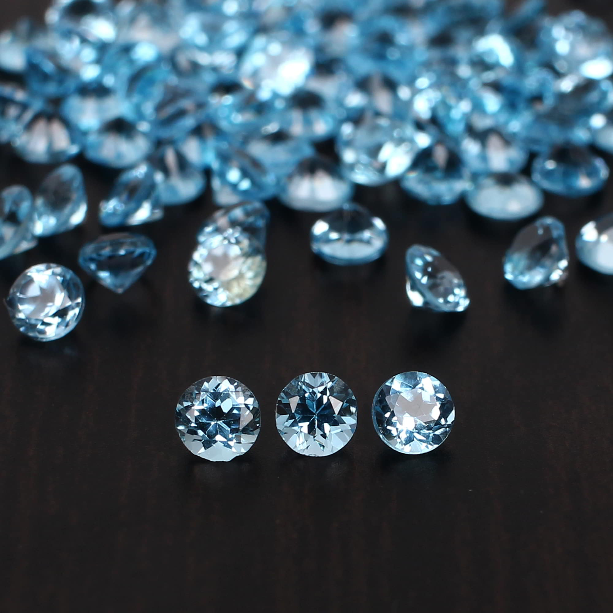 5 Pcs Natural Swiss Blue Topaz 3mm Round Faceted Cut 050 Cts