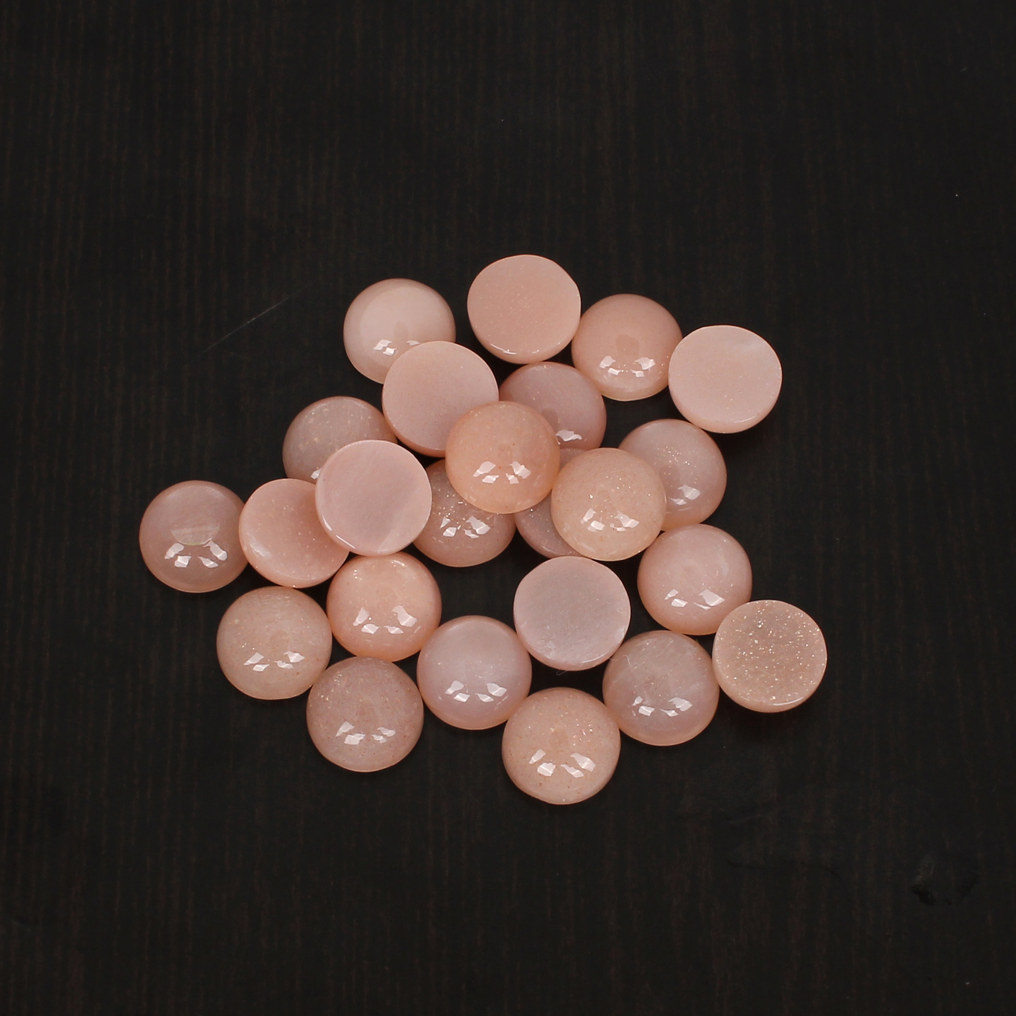 5 Pcs Natural Peach Moonstone 10X10mm Round Cabochon 1725Cts