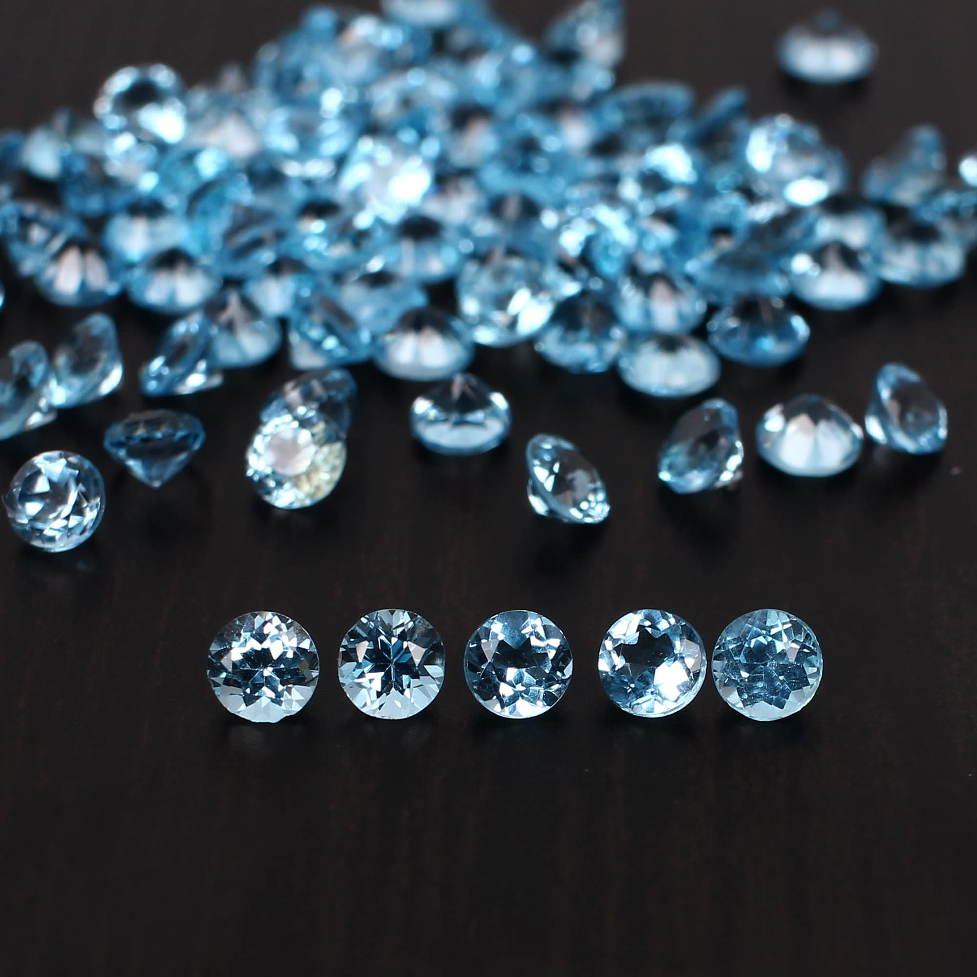 5 Pcs Natural Swiss Blue Topaz 3mm Round Faceted Cut 050 Cts