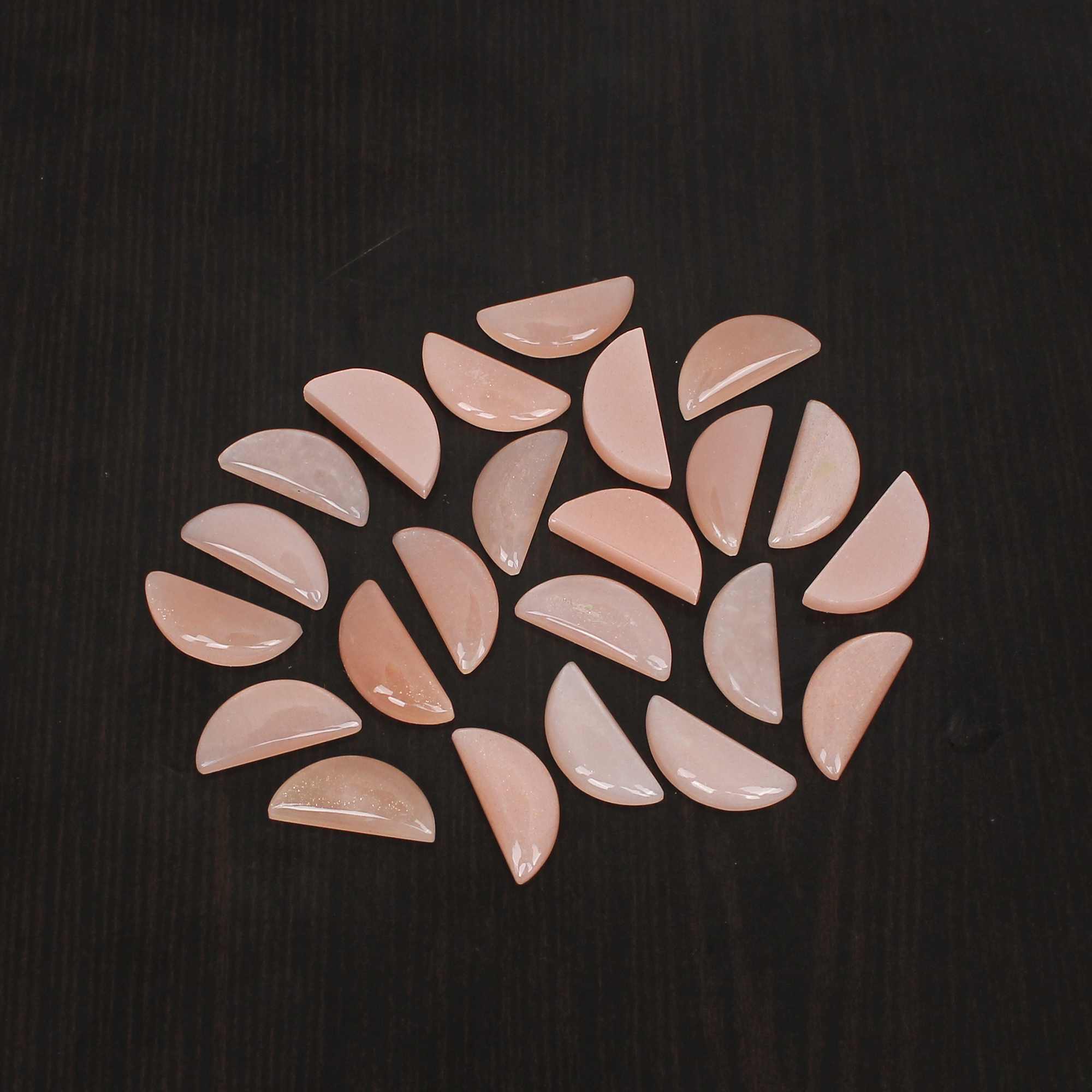 5Pcs Natural Peach Moonstone 16x7mm Half Moon Cabochon 1425Cts