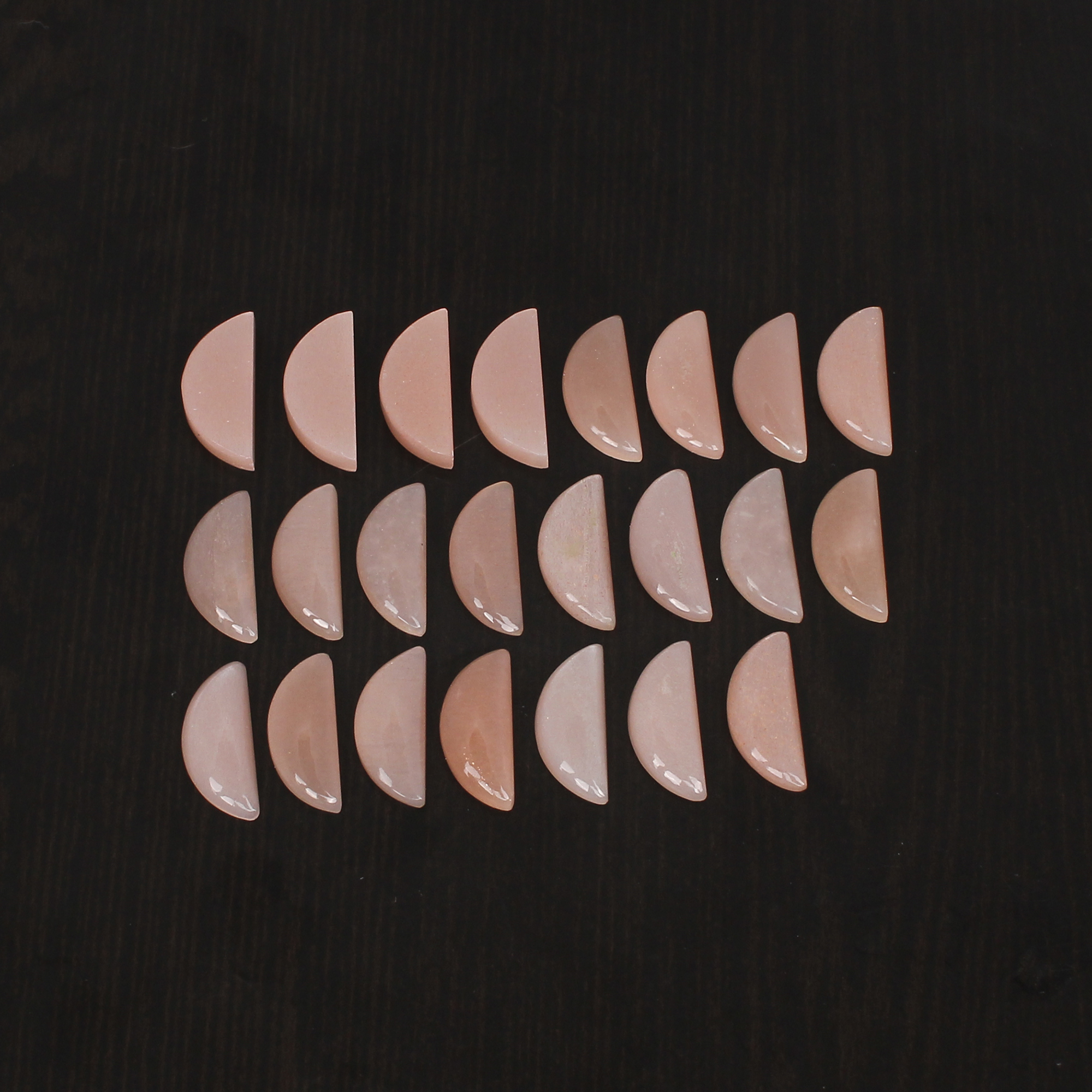 5Pcs Natural Peach Moonstone 16x7mm Half Moon Cabochon 1425Cts