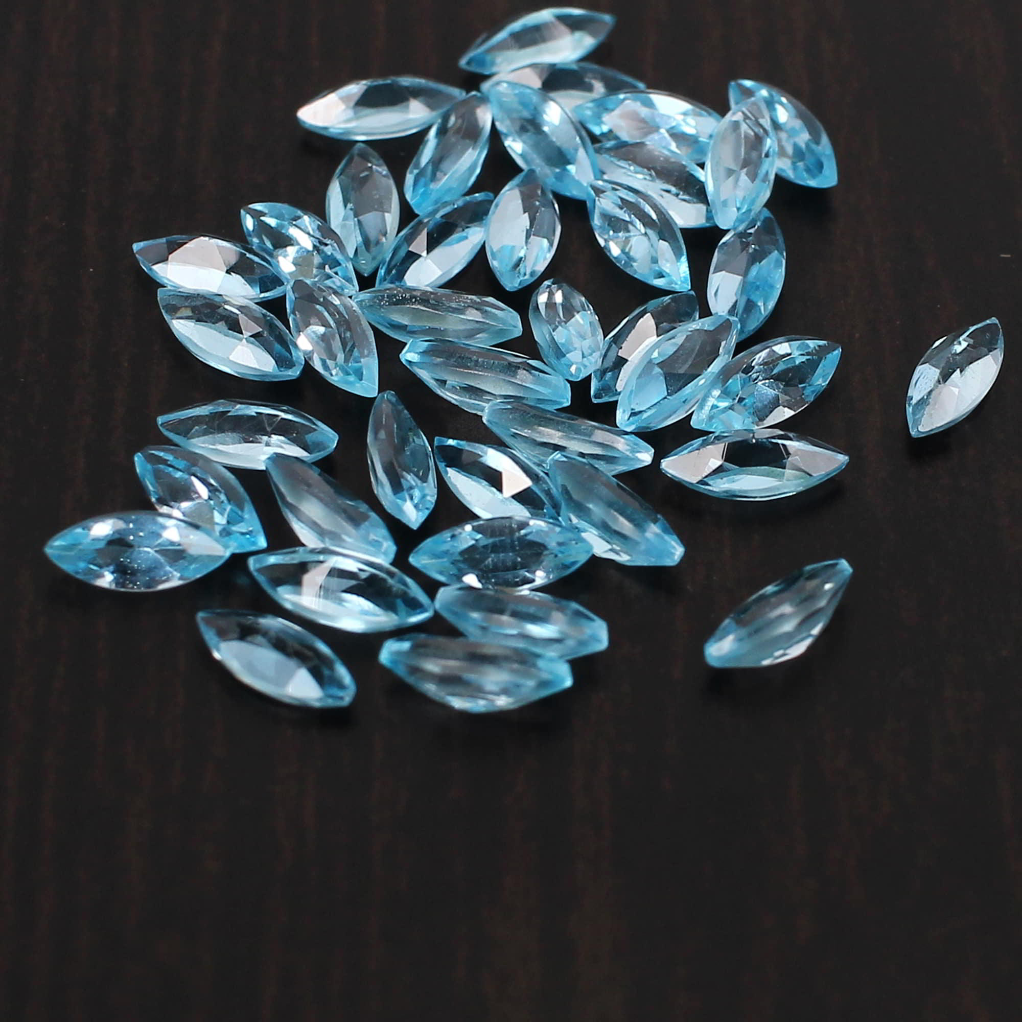 5 Pcs Natural Swiss Blue Topaz 5x2mm Marquise Faceted Cut 075 Cts