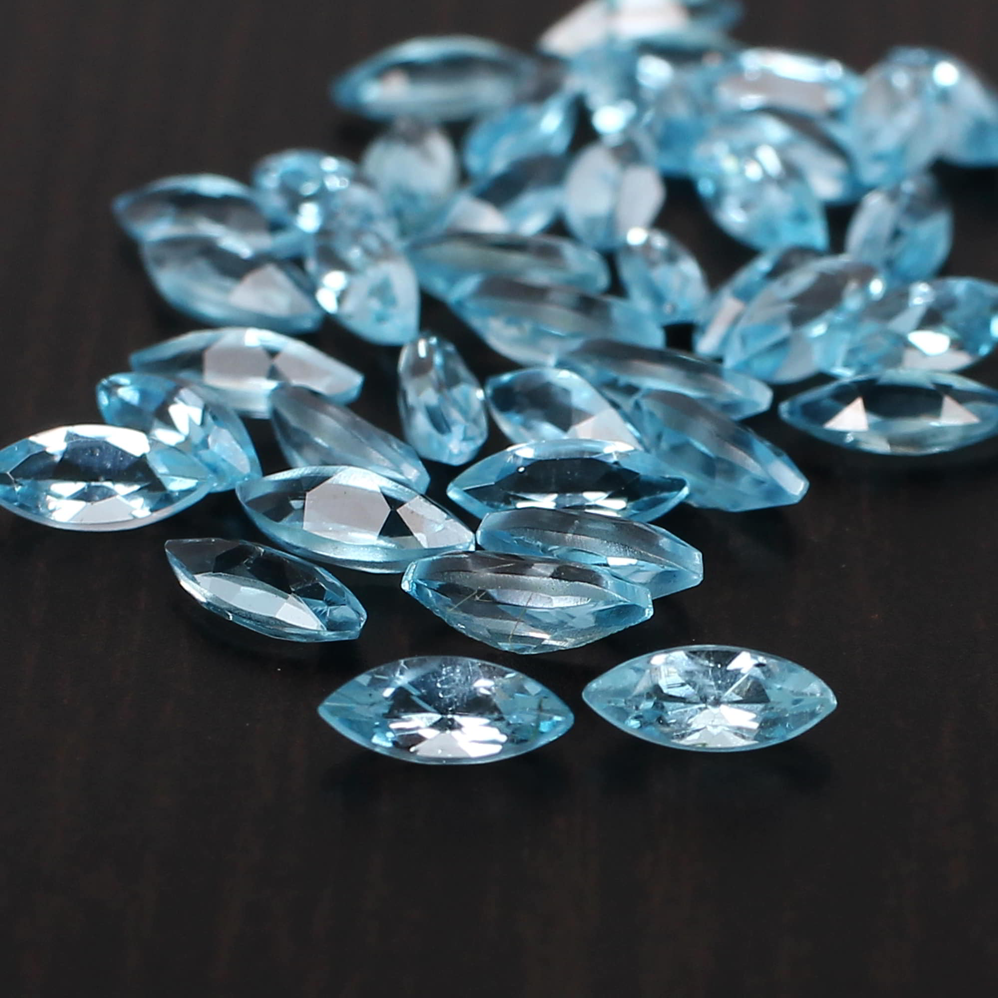 5 Pcs Natural Swiss Blue Topaz 5x2mm Marquise Faceted Cut 075 Cts