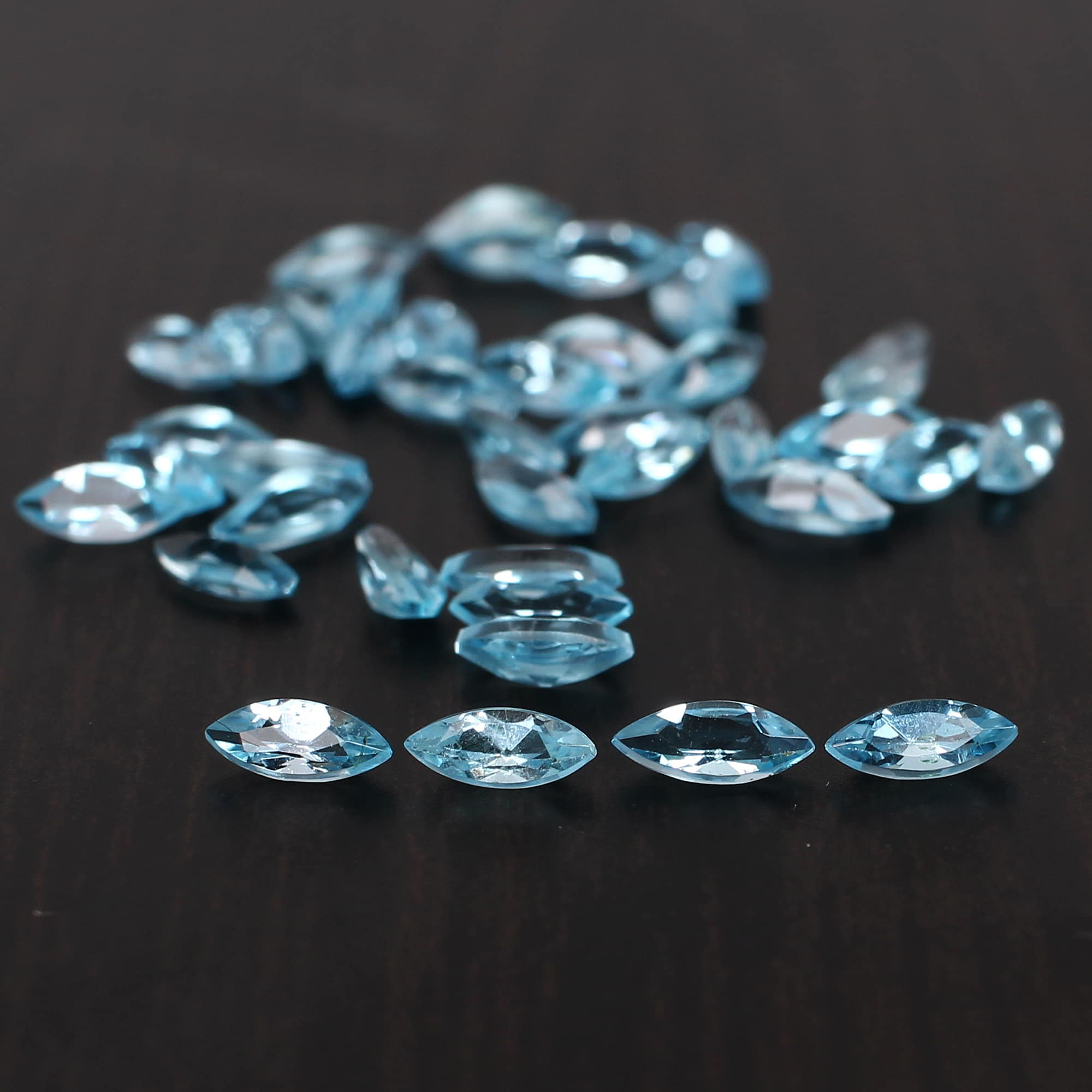 5 Pcs Natural Swiss Blue Topaz 5x2mm Marquise Faceted Cut 075 Cts