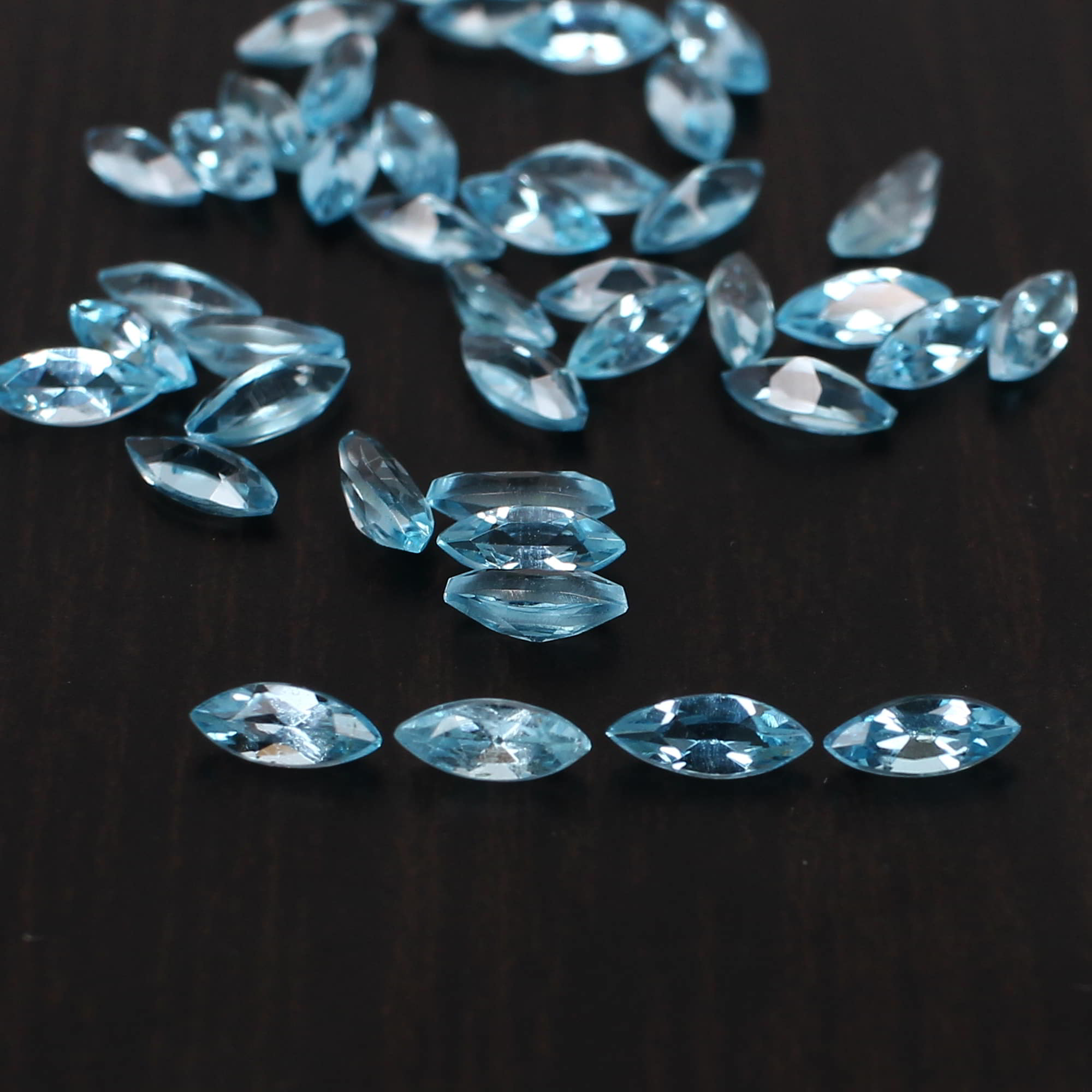 5 Pcs Natural Swiss Blue Topaz 5x2mm Marquise Faceted Cut 075 Cts