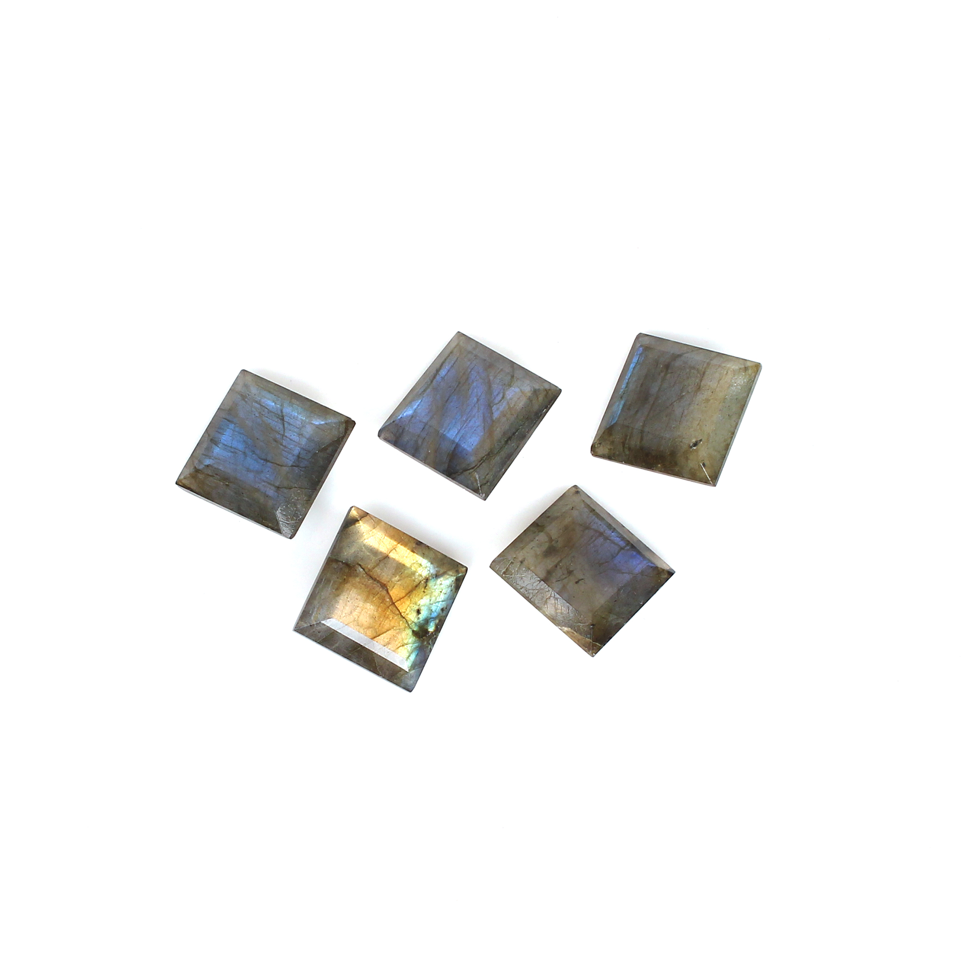 5pcs Natural Labradorite 16x16mm Square Cut 7200Cts