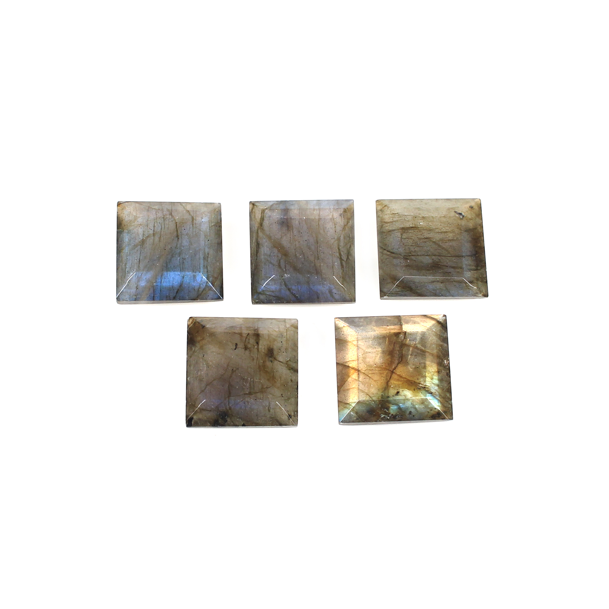 5pcs Natural Labradorite 16x16mm Square Cut 7200Cts