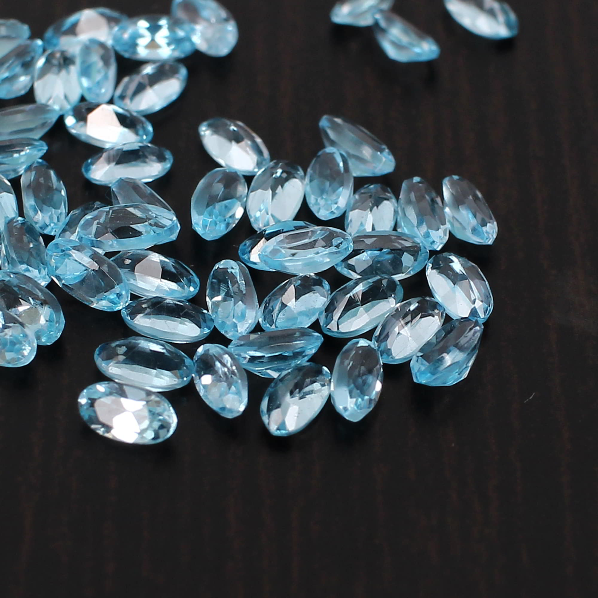 5 Pcs Natural Swiss Blue Topaz 4x2mm Oval Faceted Cut 040 Cts