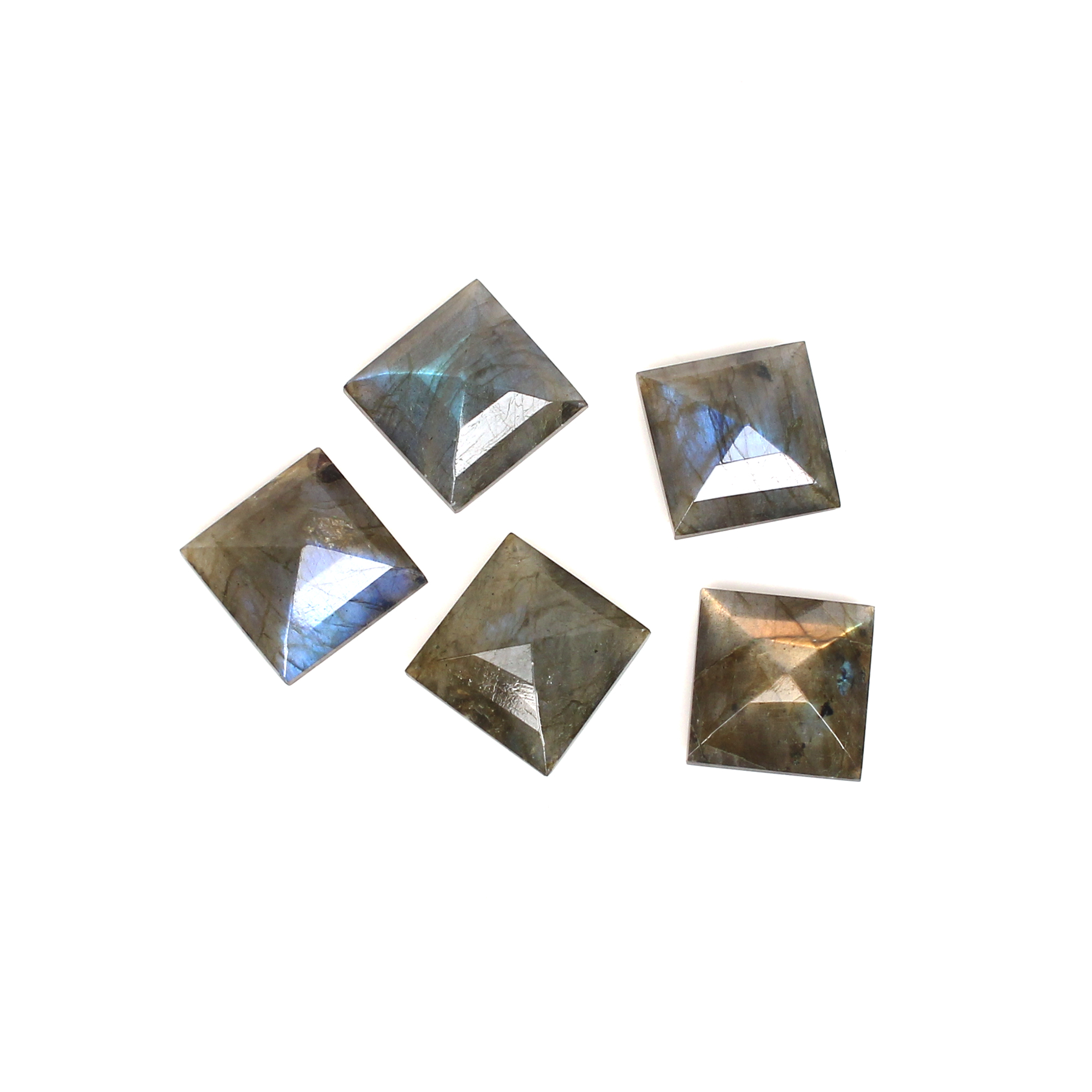 5pcs Natural Labradorite 16x16mm Square Cut 7200Cts