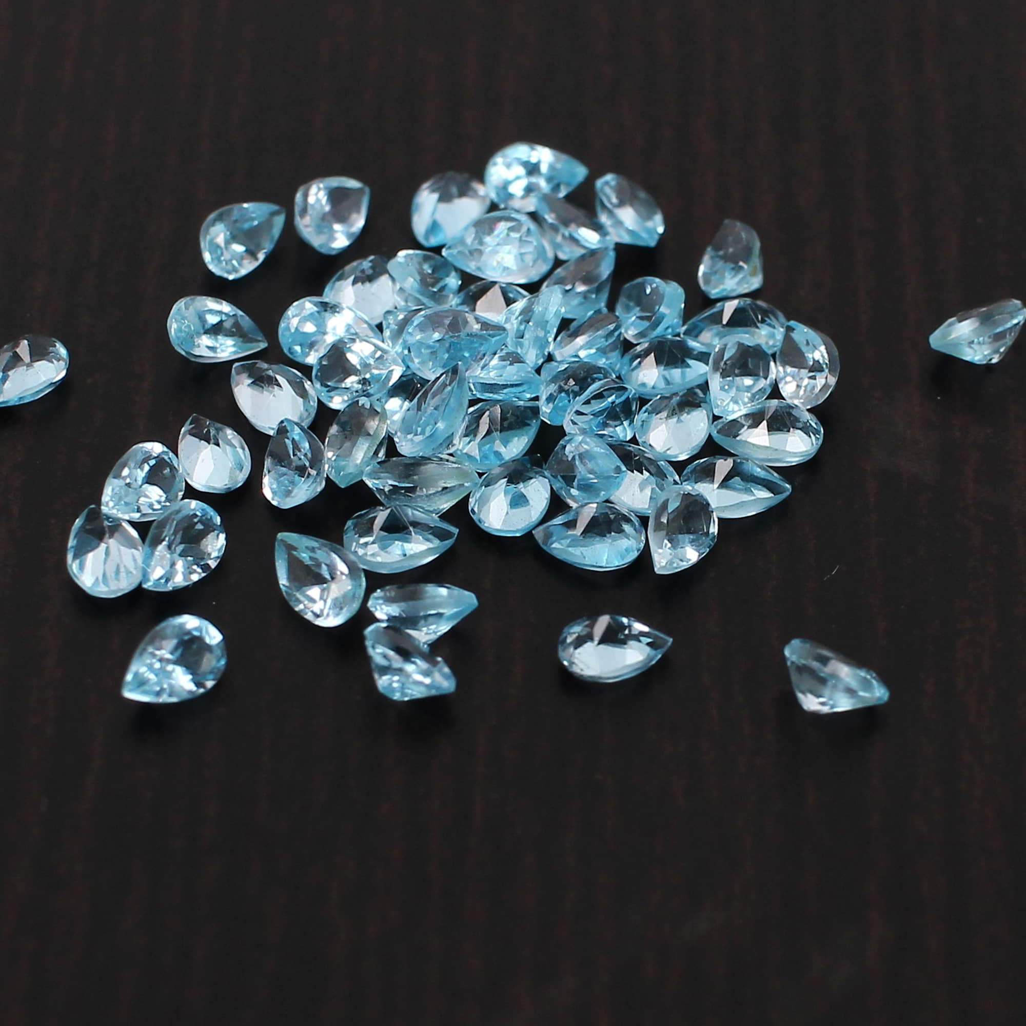 5 Pcs Natural Swiss Blue Topaz 3x2mm Pear Faceted Cut 035 Cts