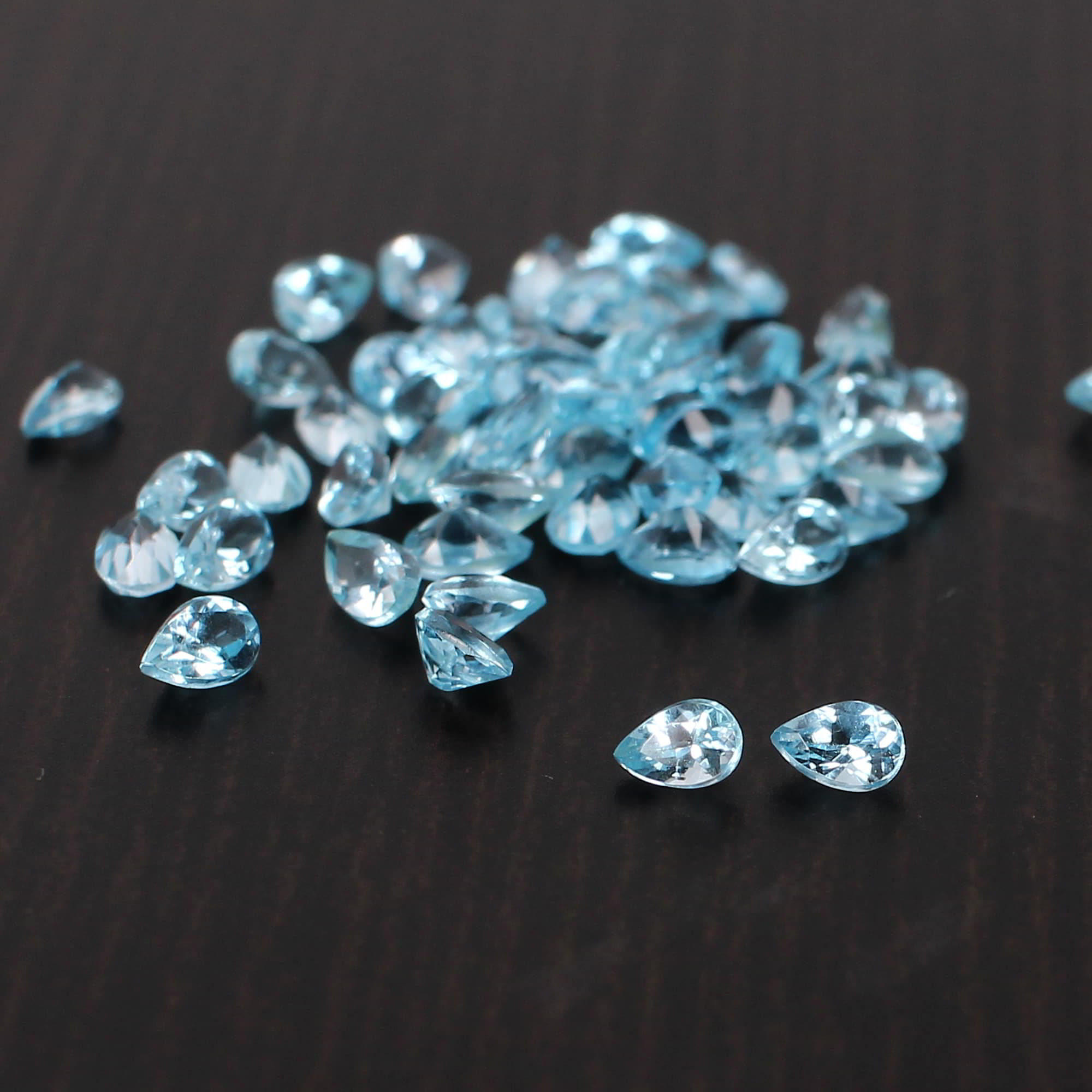 5 Pcs Natural Swiss Blue Topaz 3x2mm Pear Faceted Cut 035 Cts