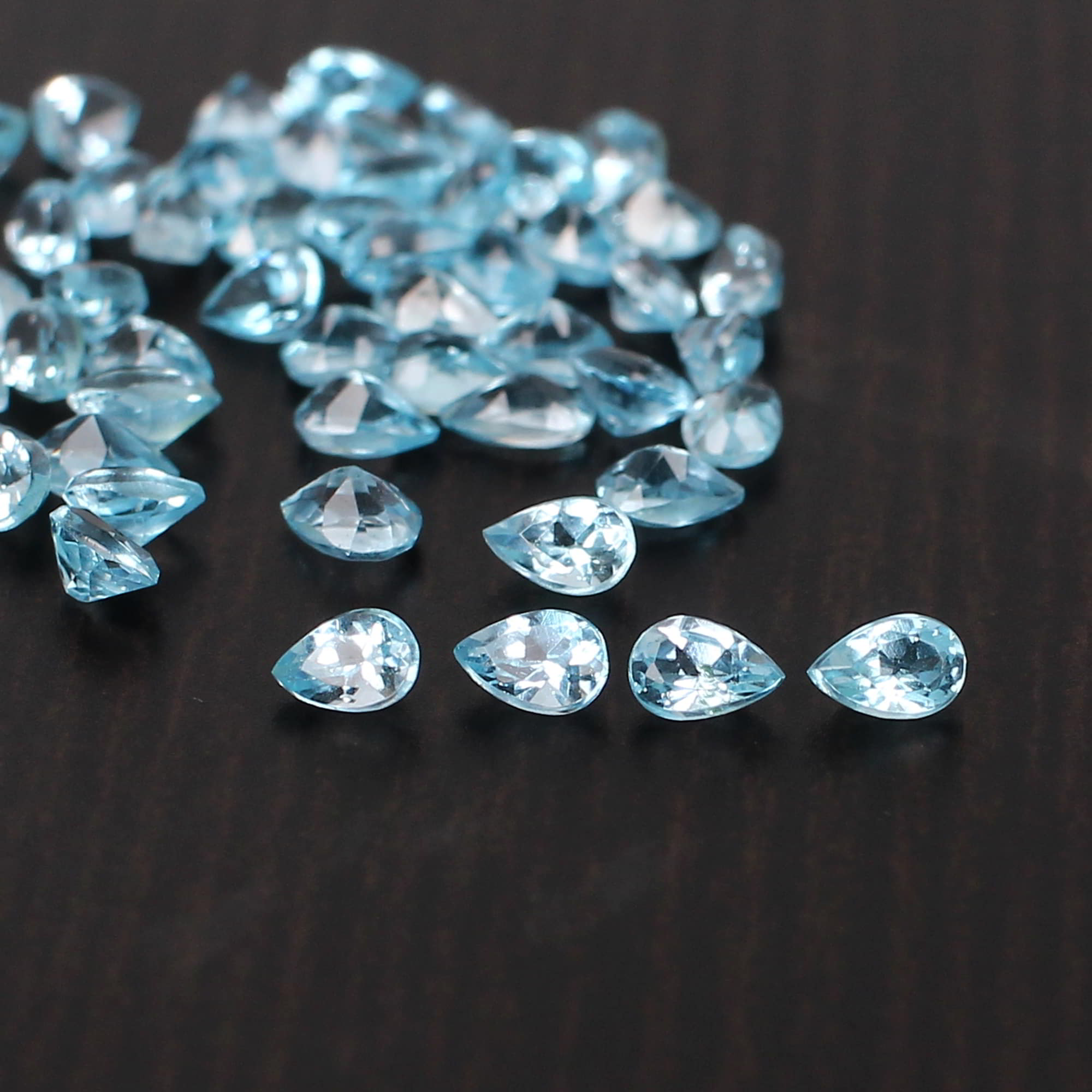 5 Pcs Natural Swiss Blue Topaz 3x2mm Pear Faceted Cut 035 Cts