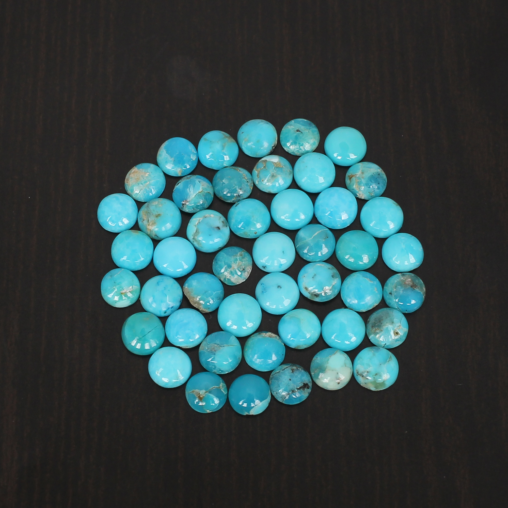 5pcs Natural Natural Turquoise 5mm Round Cabochon 750cts