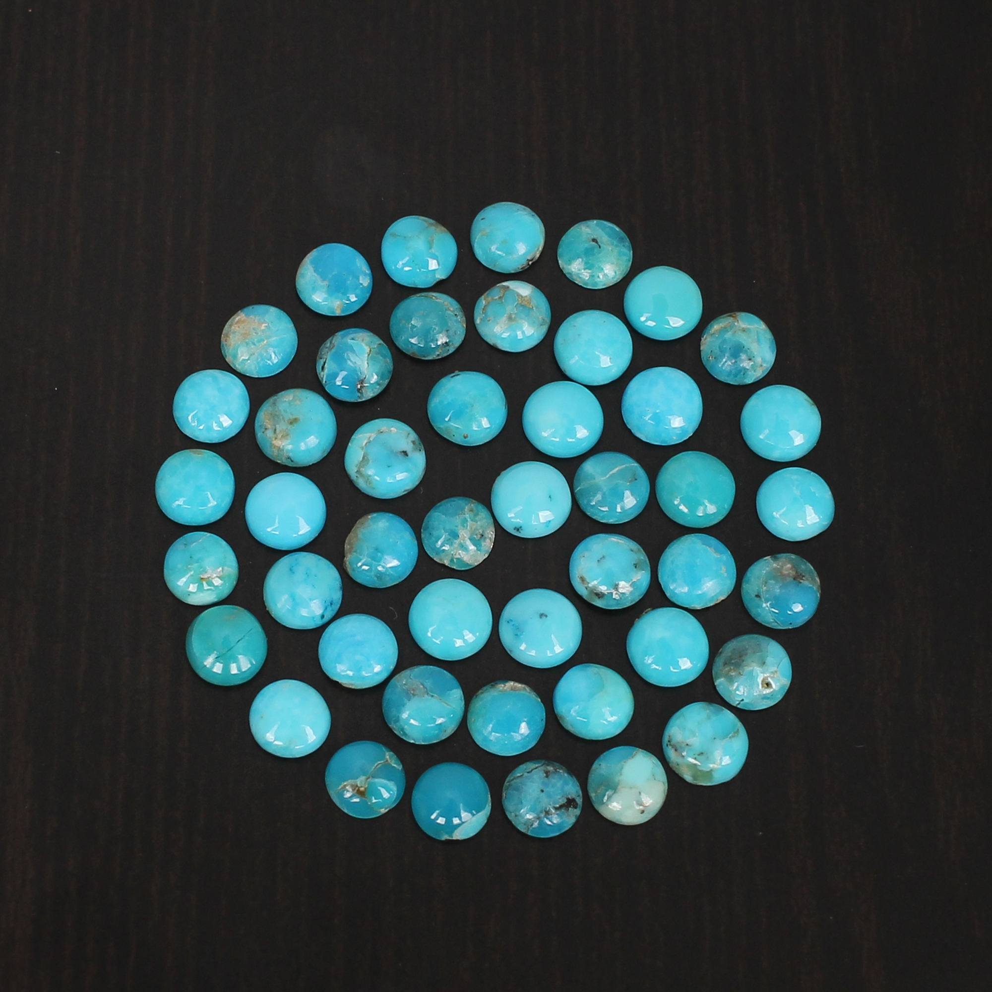 5pcs Natural Natural Turquoise 5mm Round Cabochon 750cts