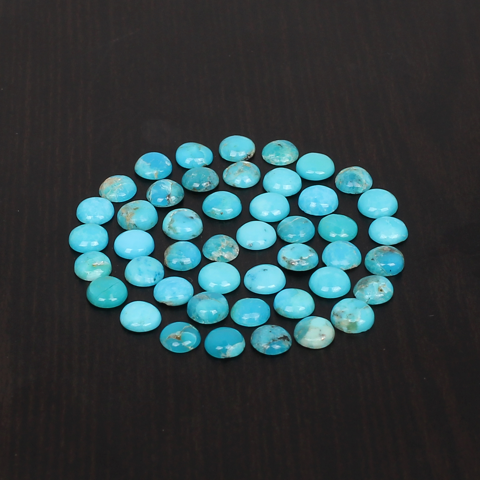 5pcs Natural Natural Turquoise 5mm Round Cabochon 750cts
