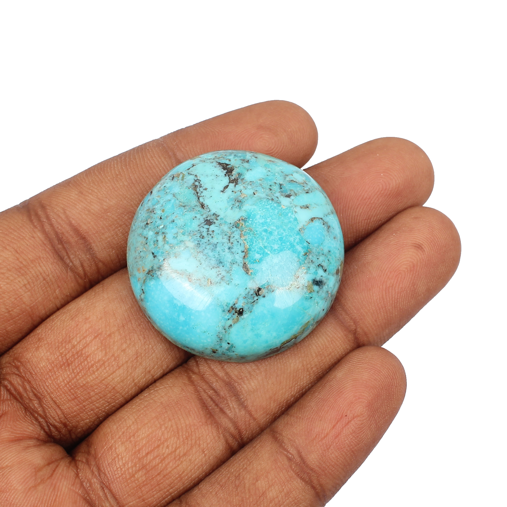 Natural American Turquoise 37mm Round Cabochon 12760 Cts Loose Gemstone For Jewelry Making
