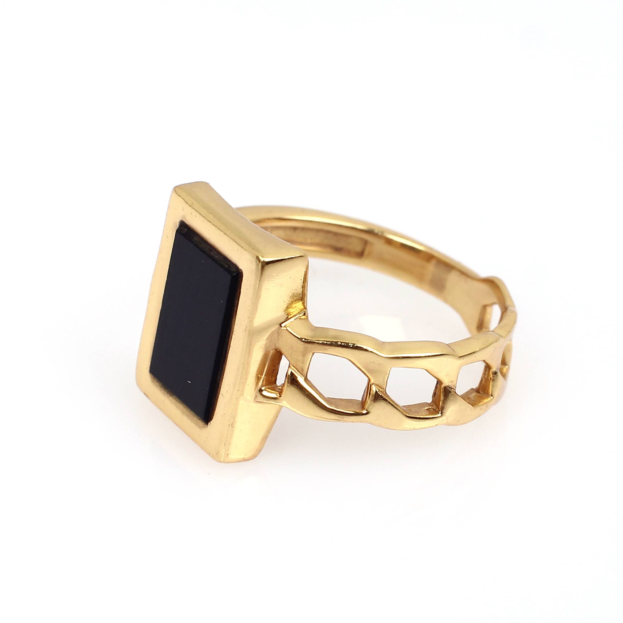 Black Onyx Gemstone ring in Brass Beautiful handmade Gold Plated Fashion Unique Jewelry
