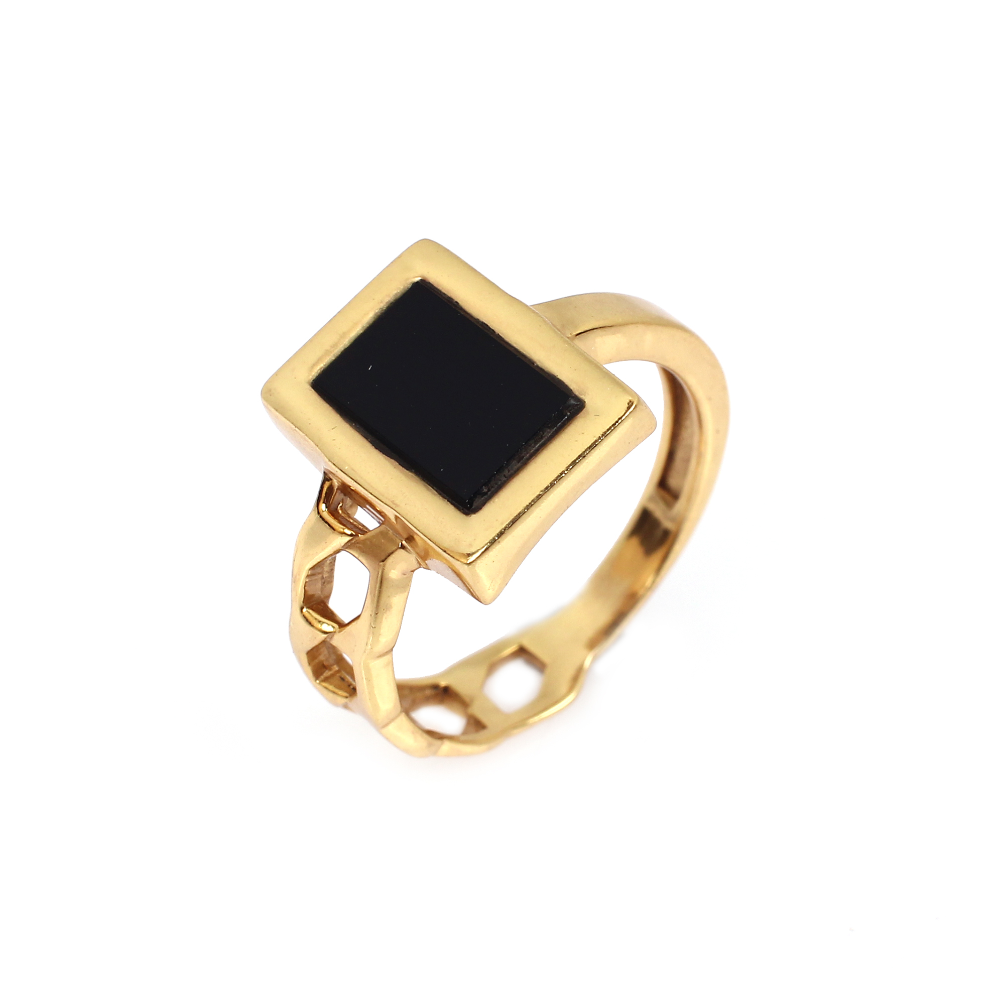 Black Onyx Gemstone ring in Brass Beautiful handmade Gold Plated Fashion Unique Jewelry