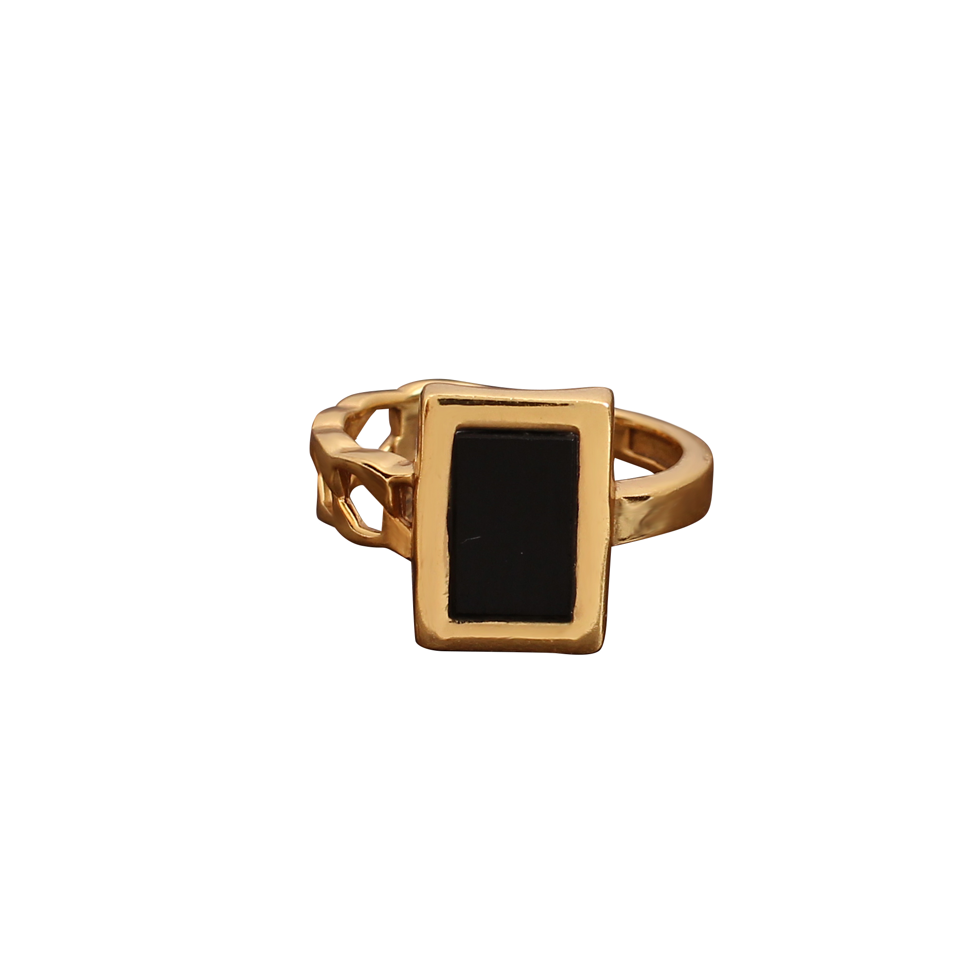 Black Onyx Gemstone ring in Brass Beautiful handmade Gold Plated Fashion Unique Jewelry