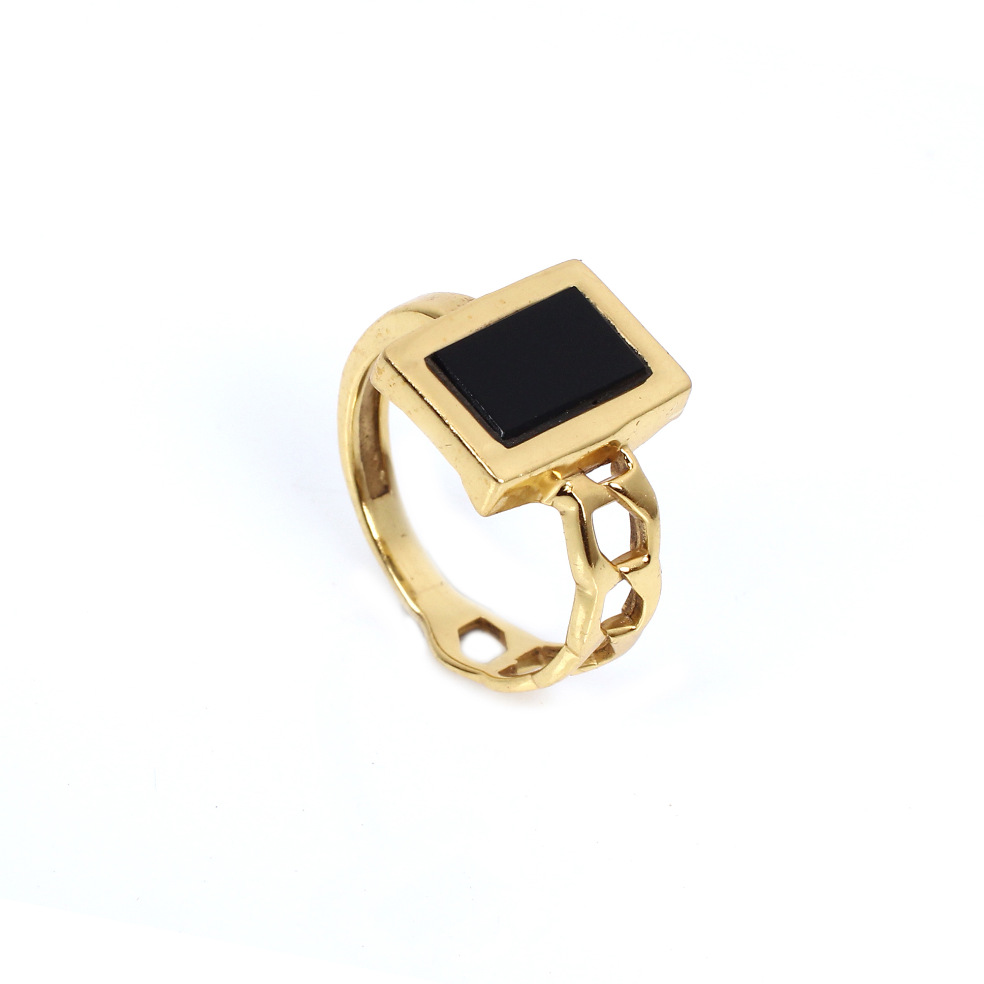 Black Onyx Gemstone ring in Brass Beautiful handmade Gold Plated Fashion Unique Jewelry