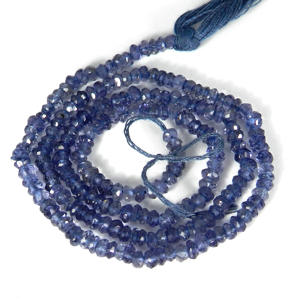 Iolite 3mm 14 Inch Faceted Round Beads 2300 Cts