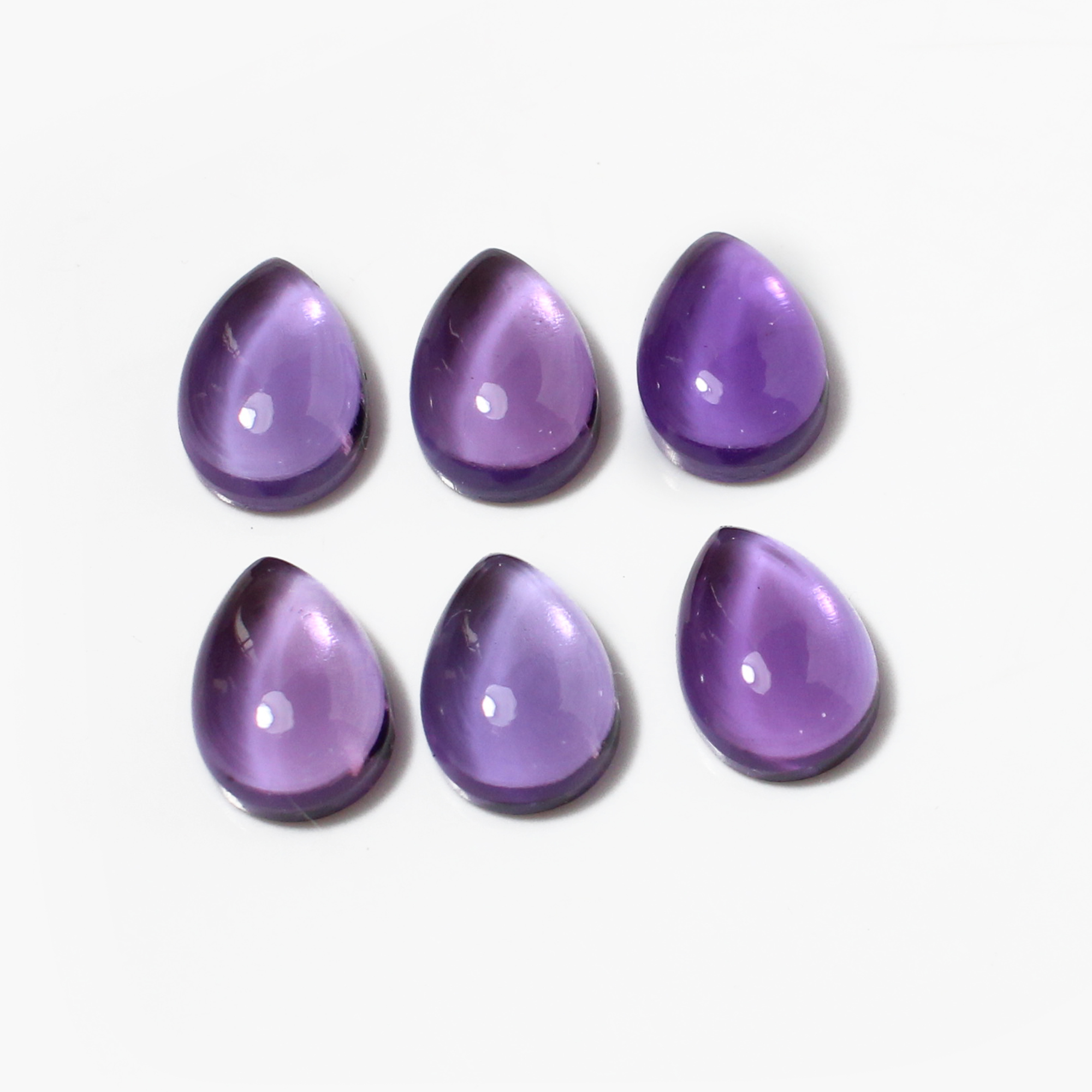 6 Pcs Natural African Amethyst 10x7mm Pear Cabochon 3250 Cts