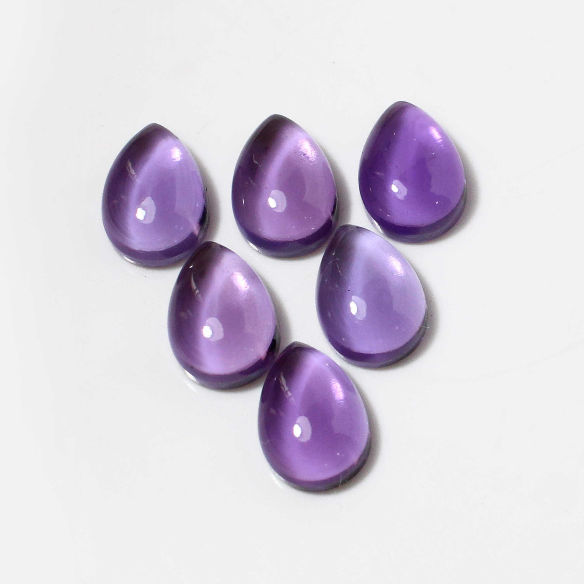 6 Pcs Natural African Amethyst 10x7mm Pear Cabochon 3250 Cts