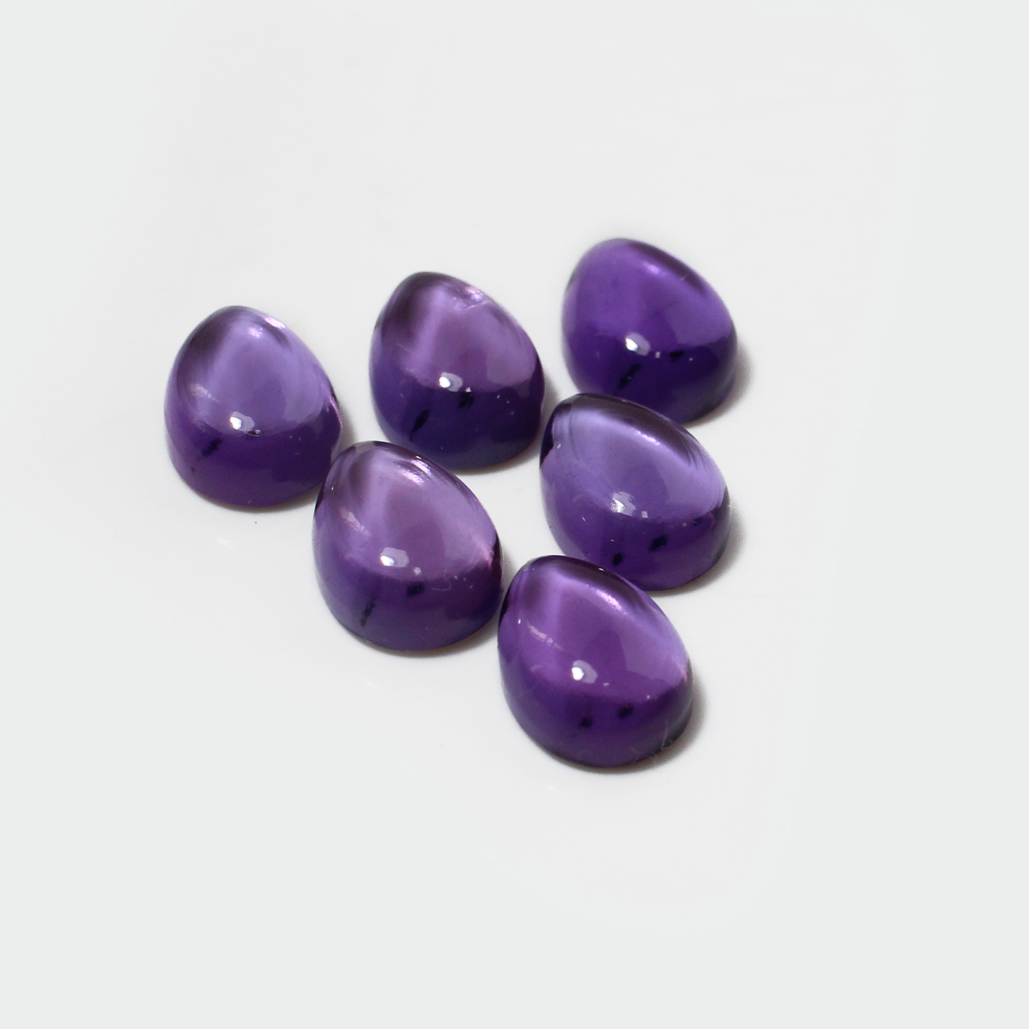 6 Pcs Natural African Amethyst 10x7mm Pear Cabochon 3250 Cts