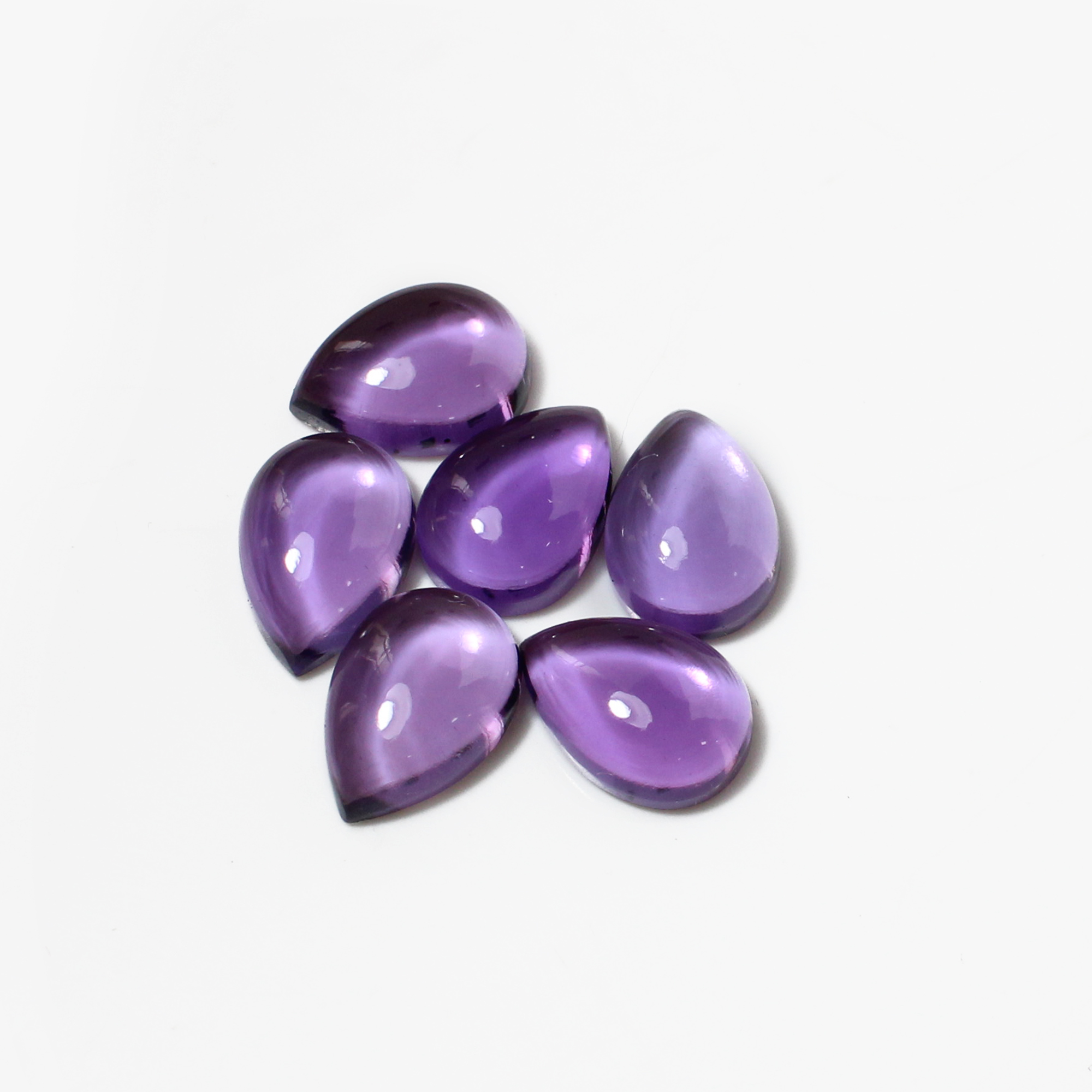 6 Pcs Natural African Amethyst 10x7mm Pear Cabochon 3250 Cts