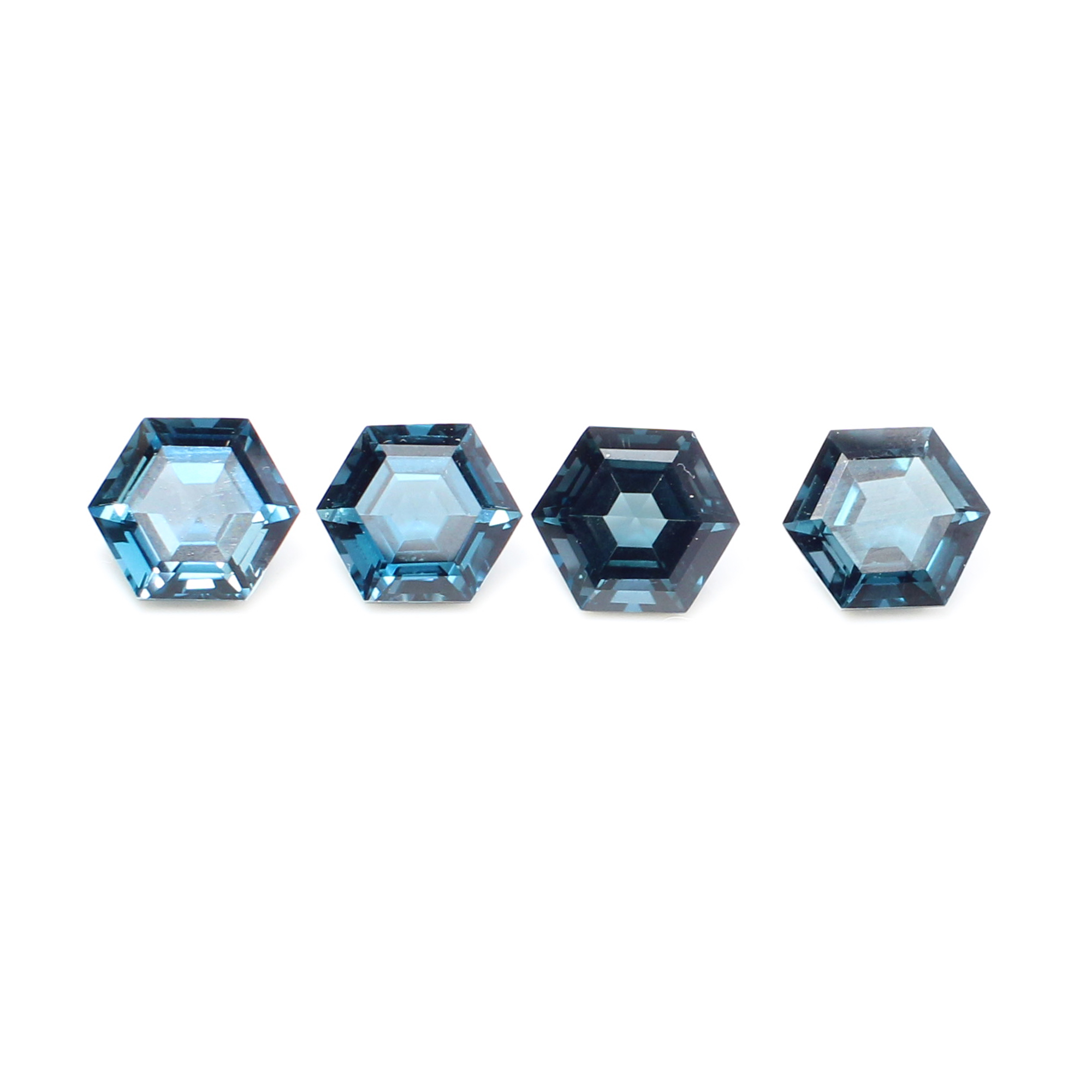 4 Pcs Natural London Blue Topaz 8x8mm Hexagon Cut 1150 Cts