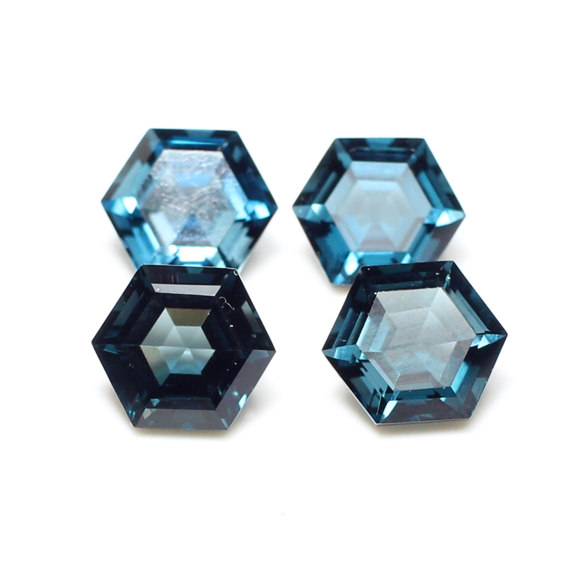 4 Pcs Natural London Blue Topaz 8x8mm Hexagon Cut 1150 Cts