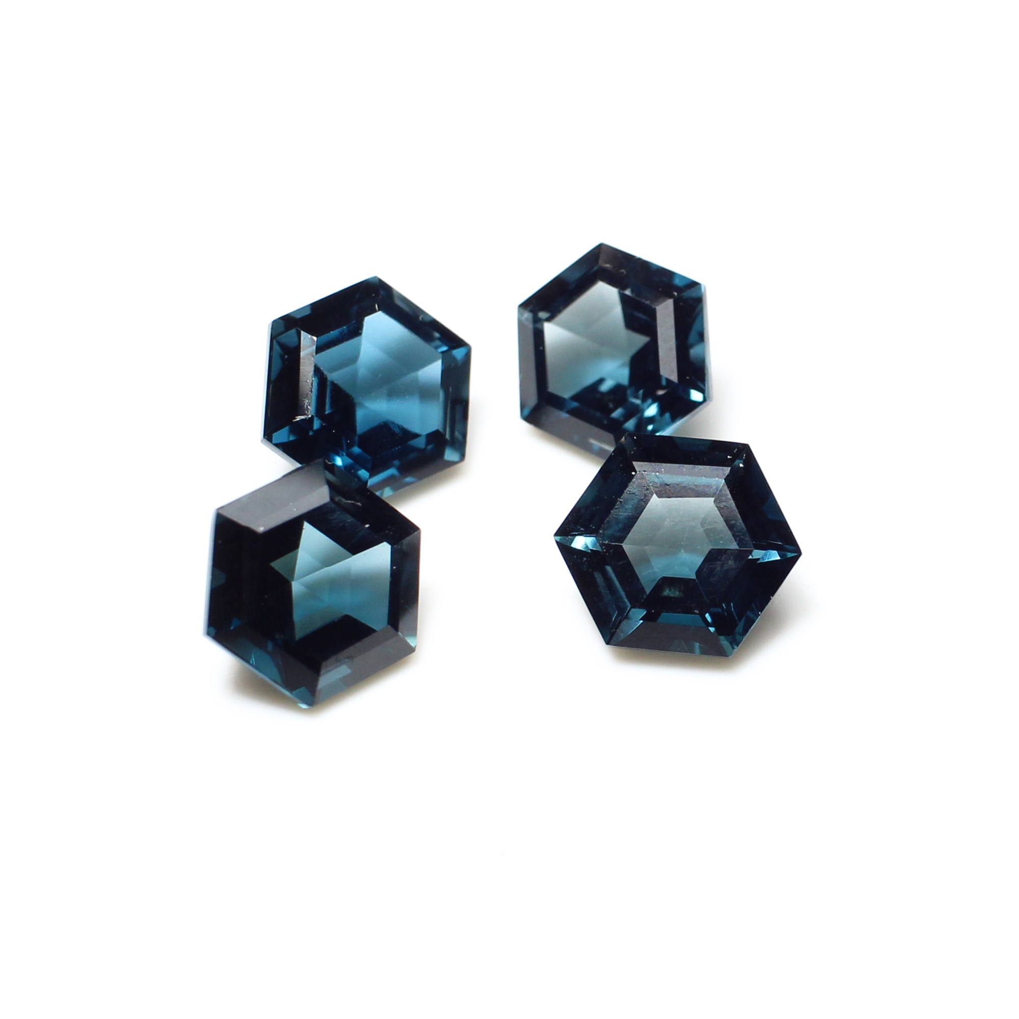4 Pcs Natural London Blue Topaz 8x8mm Hexagon Cut 1150 Cts
