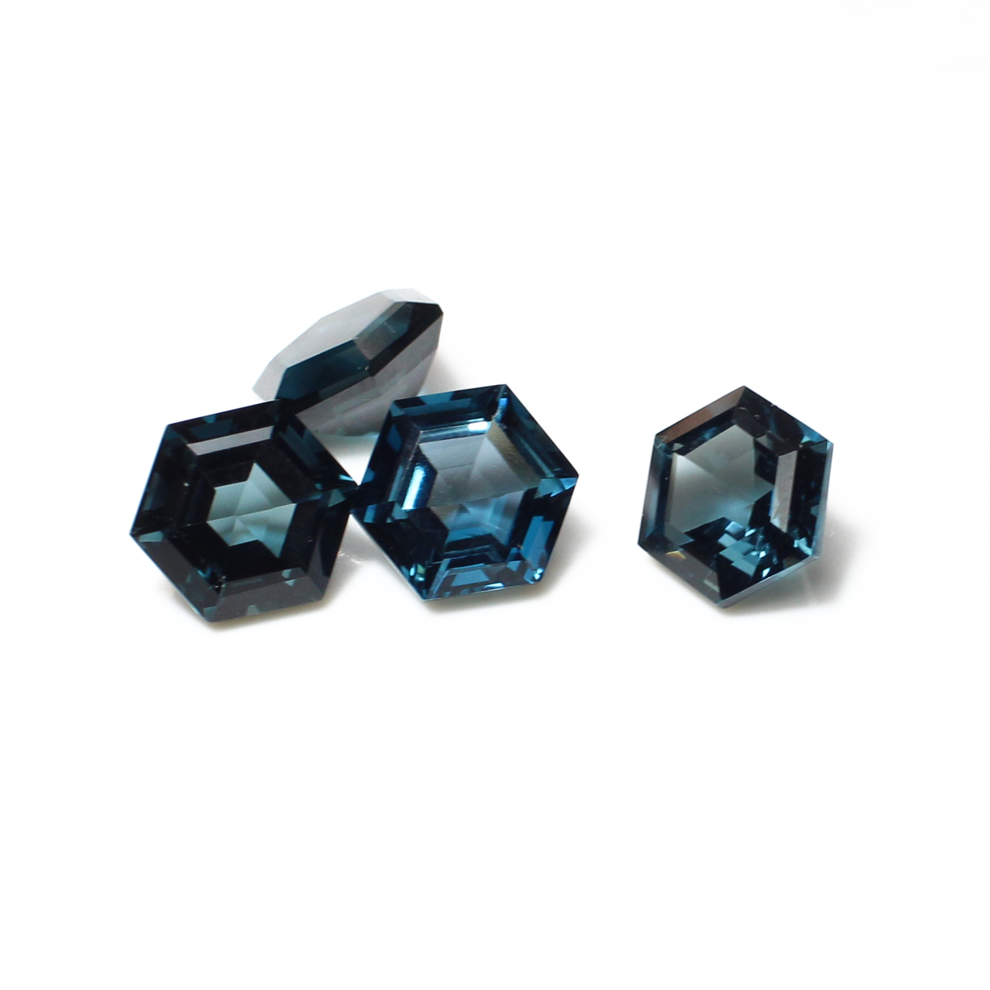 4 Pcs Natural London Blue Topaz 8x8mm Hexagon Cut 1150 Cts