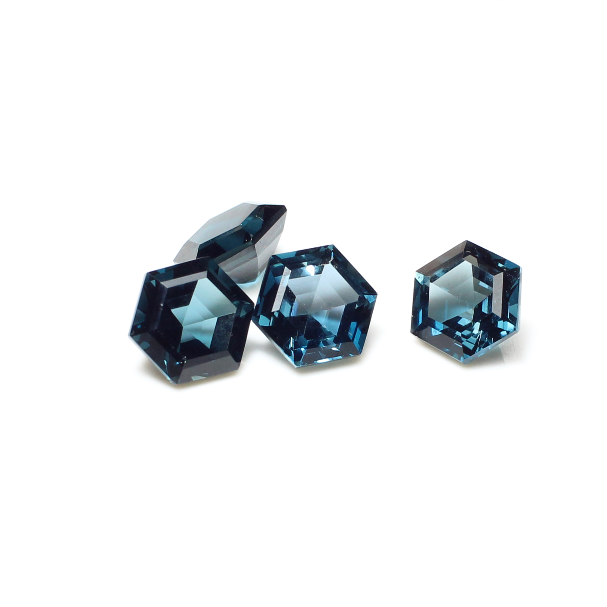 4 Pcs Natural London Blue Topaz 8x8mm Hexagon Cut 1150 Cts
