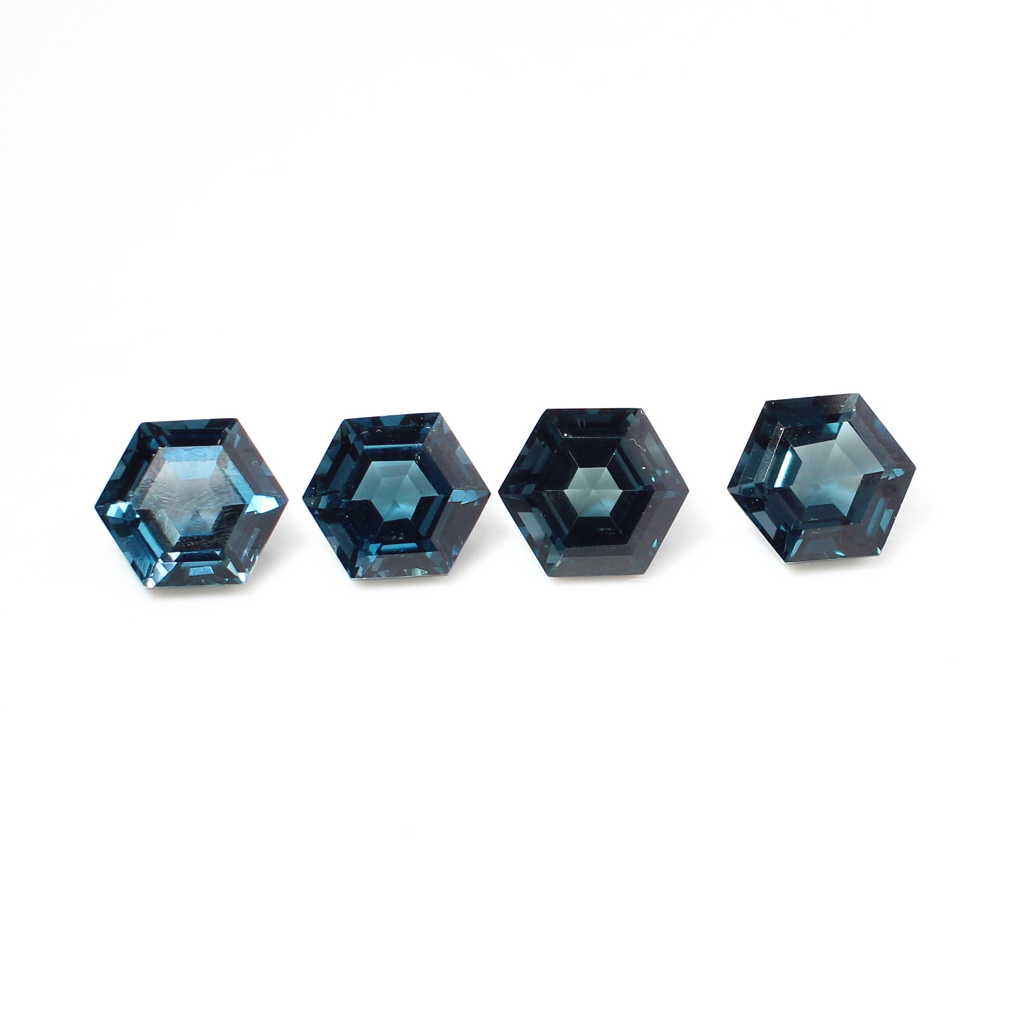 4 Pcs Natural London Blue Topaz 8x8mm Hexagon Cut 1150 Cts