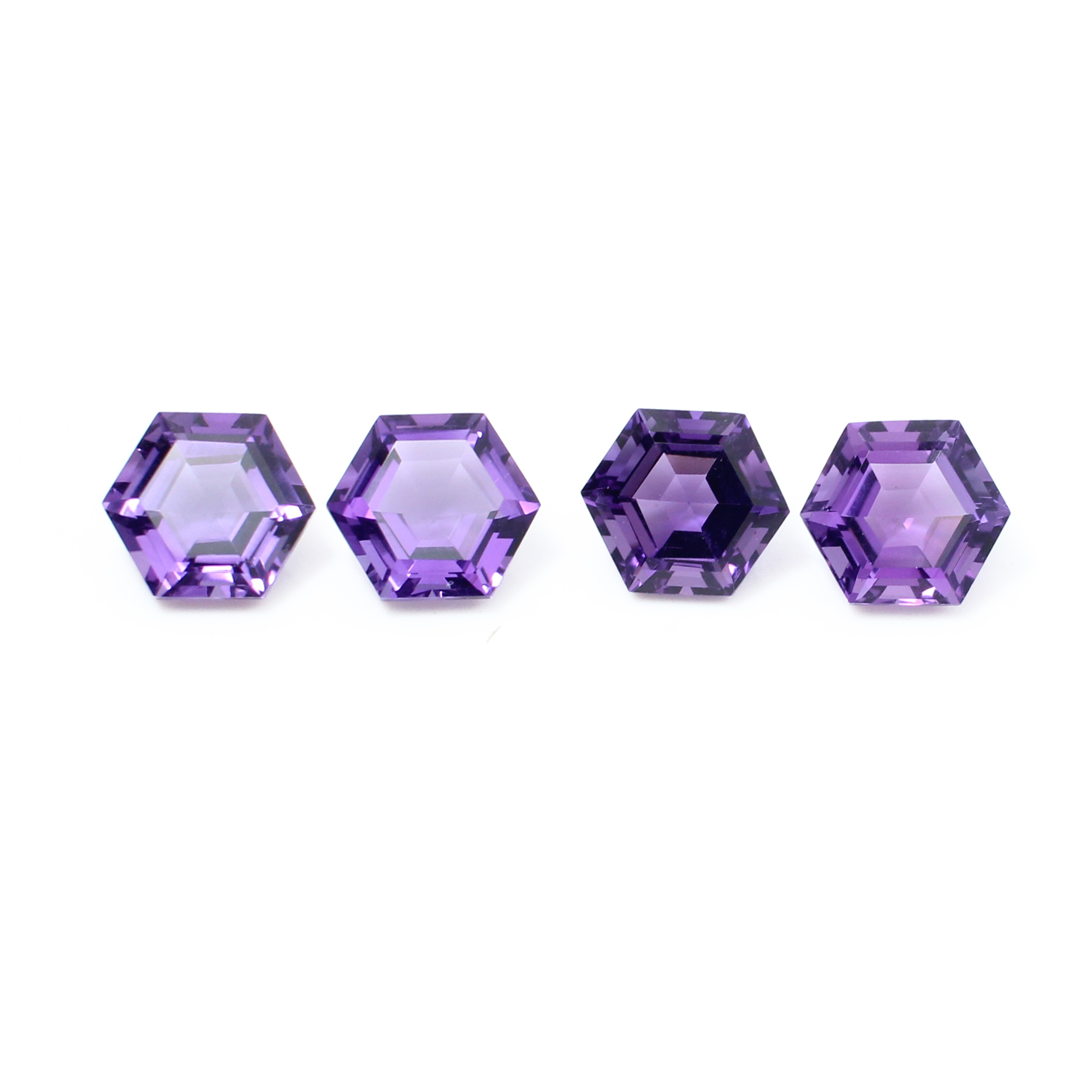 4 Pcs Natural African Amethyst 8x8mm Hexagon Cut 900 Cts