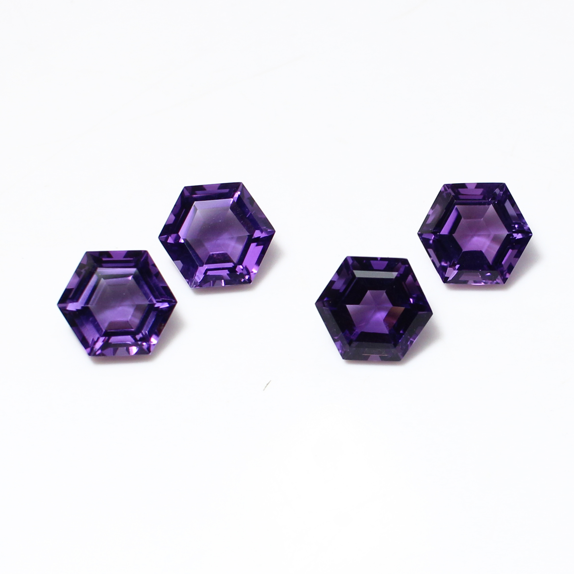 4 Pcs Natural African Amethyst 8x8mm Hexagon Cut 900 Cts