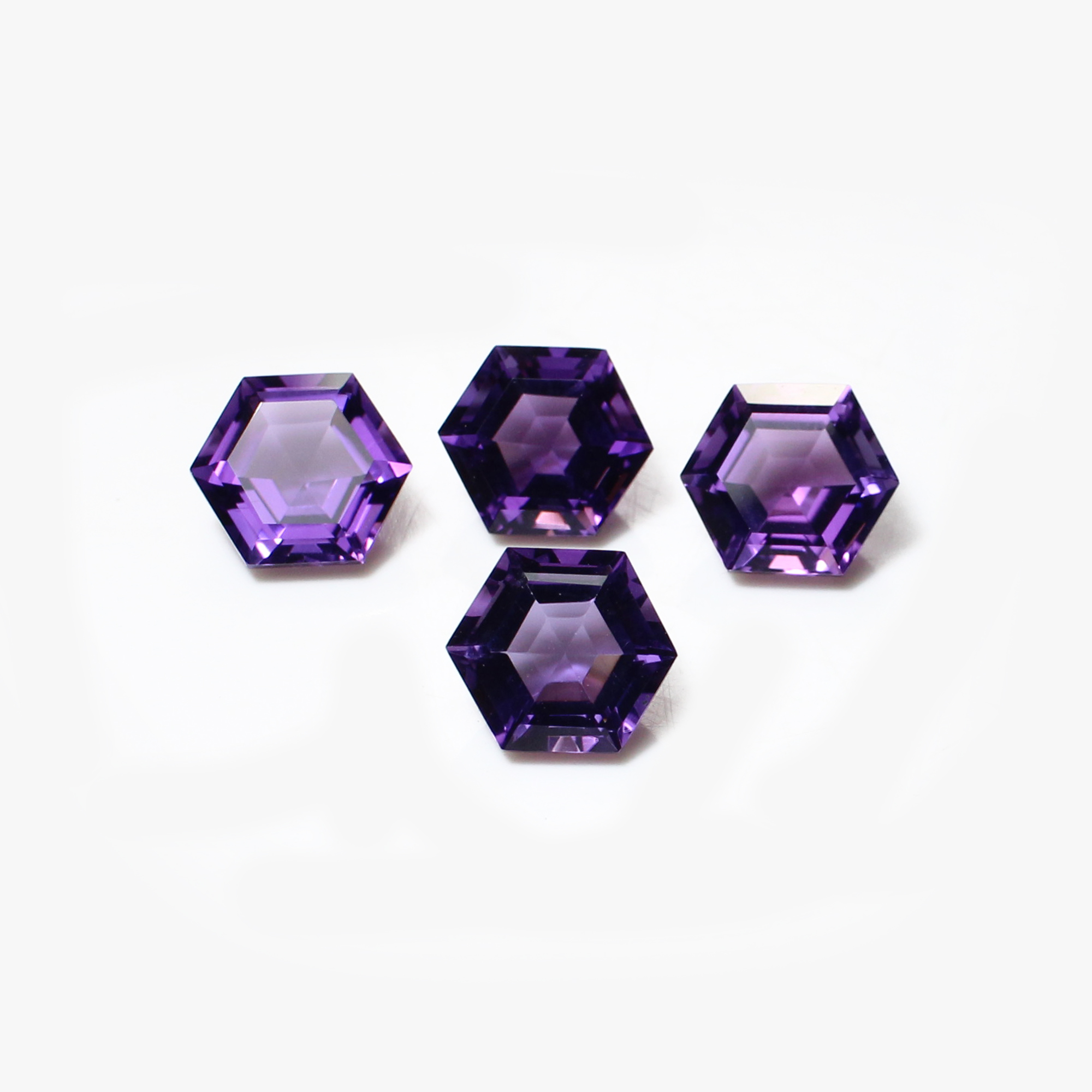 4 Pcs Natural African Amethyst 8x8mm Hexagon Cut 900 Cts