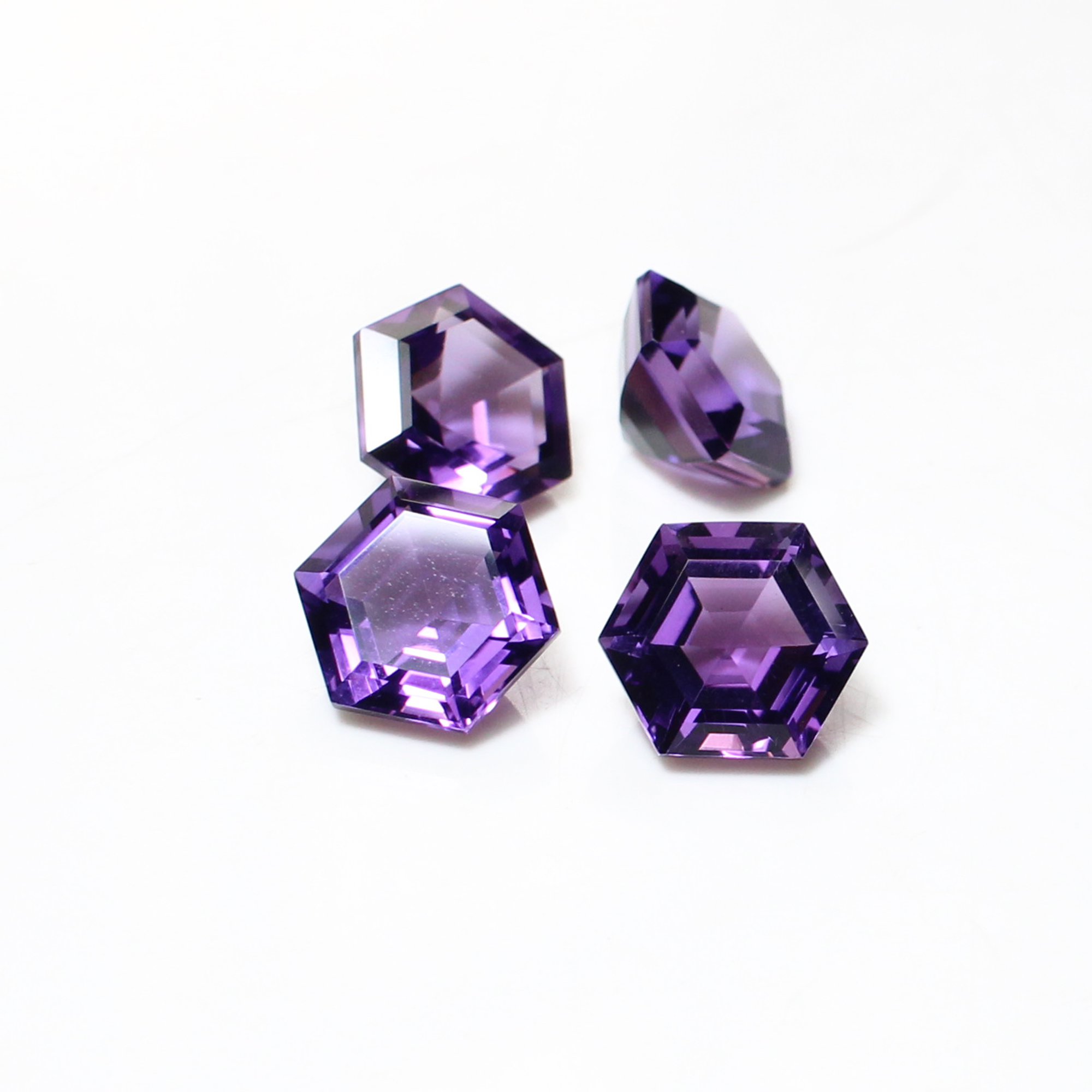 4 Pcs Natural African Amethyst 8x8mm Hexagon Cut 900 Cts