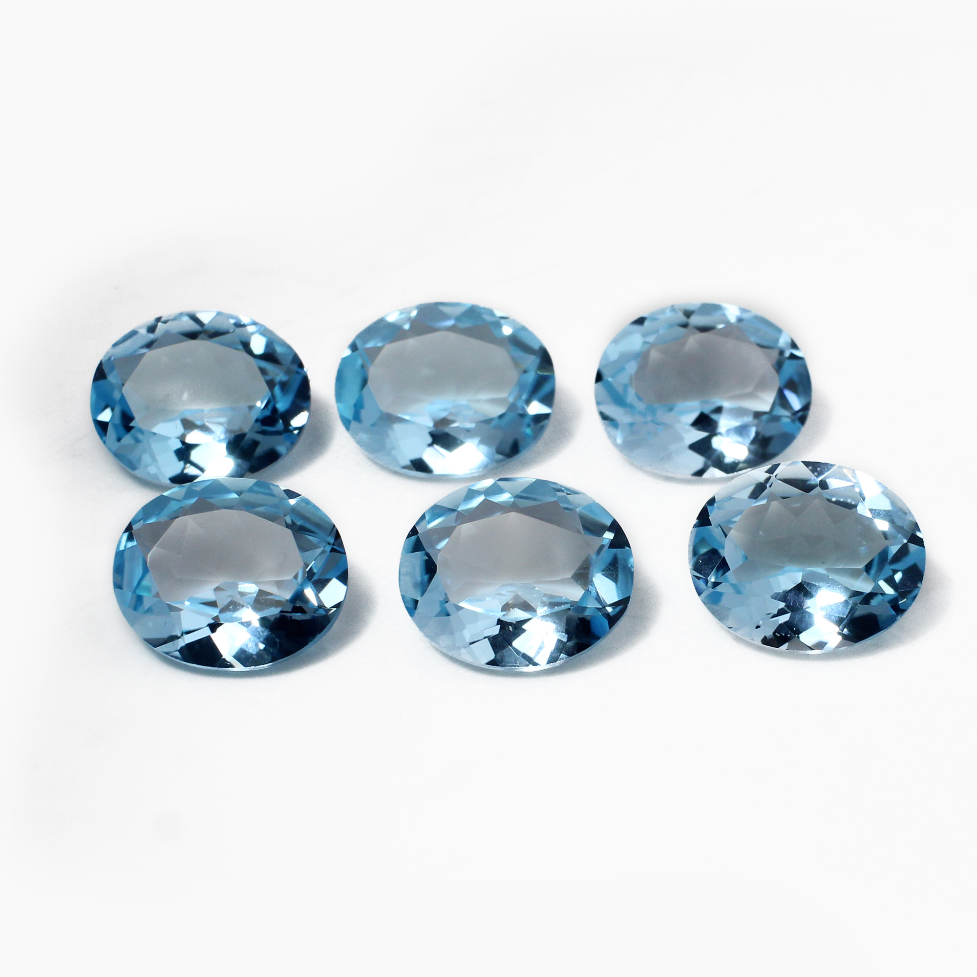 6 Pcs Natural Sky Blue Topaz 12x10mm Oval Cut 3250 Cts