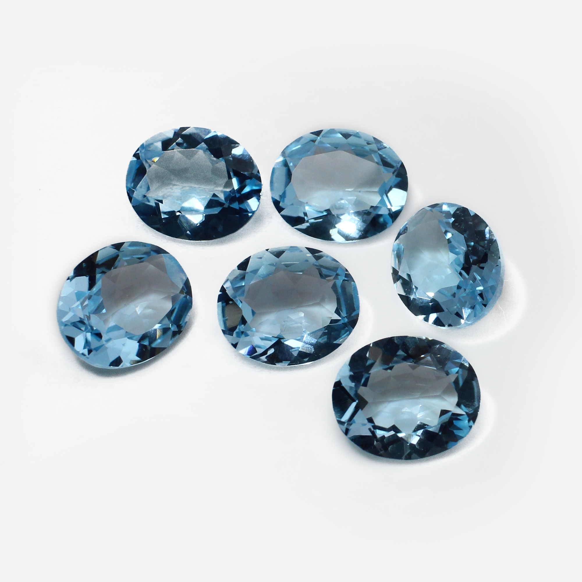 6 Pcs Natural Sky Blue Topaz 12x10mm Oval Cut 3250 Cts