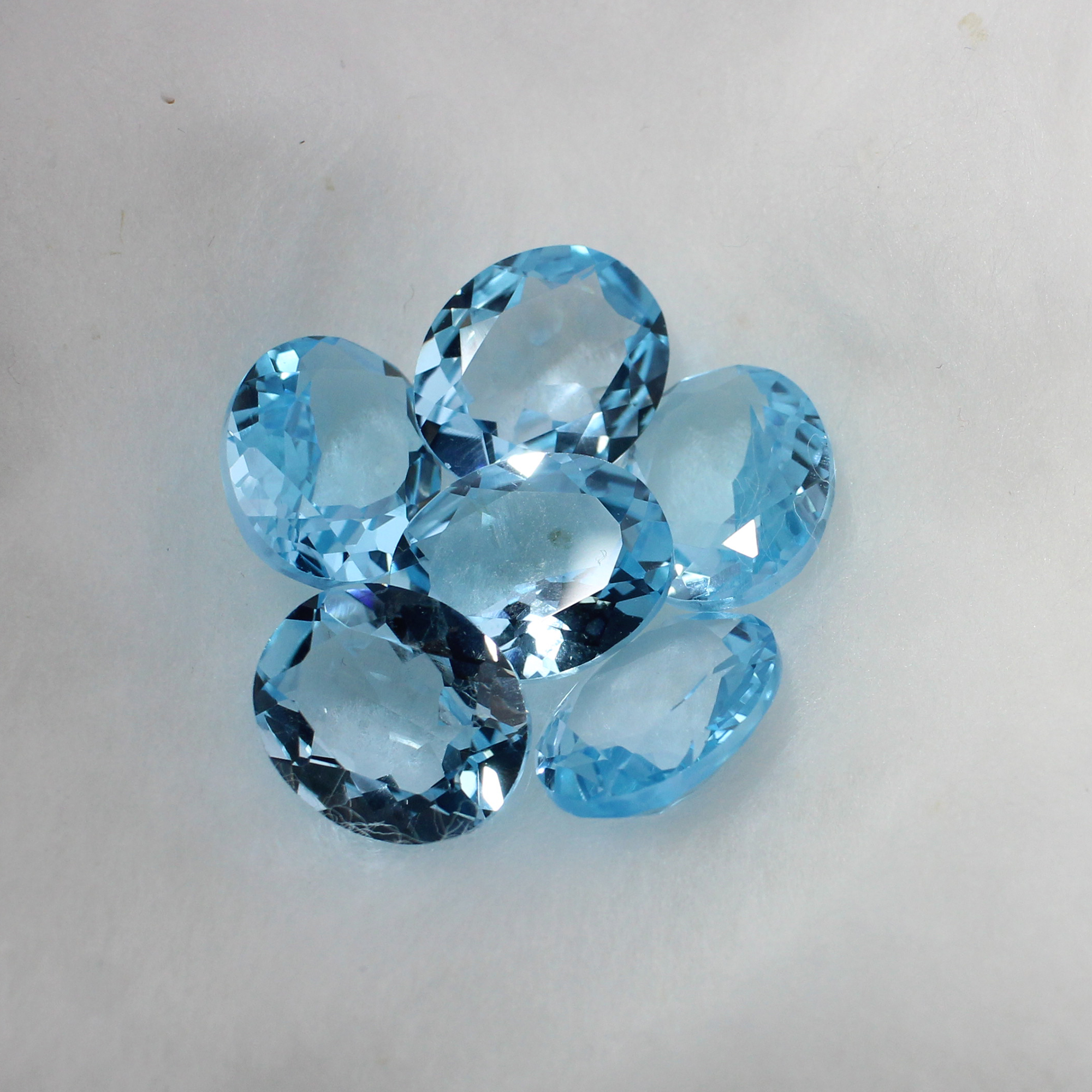 6 Pcs Natural Sky Blue Topaz 12x10mm Oval Cut 3250 Cts
