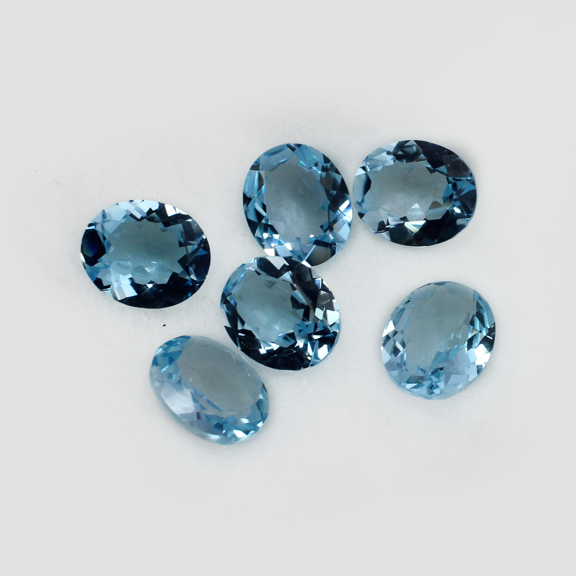 6 Pcs Natural Sky Blue Topaz 12x10mm Oval Cut 3250 Cts
